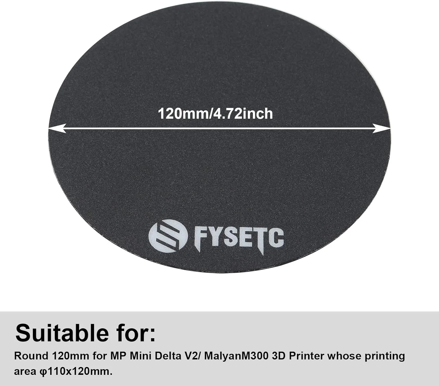 صفحه ساخت چاپ سه بعدی FYSETC گرد 120 میلی‌متری فوق‌العاده انعطاف‌پذیر و قابل جابجایی، سطح ساخت بستر گرم شونده، استیکر بستر داغ برای قطعه چاپگر سه بعدی Monoprce MP Select Mini Delta