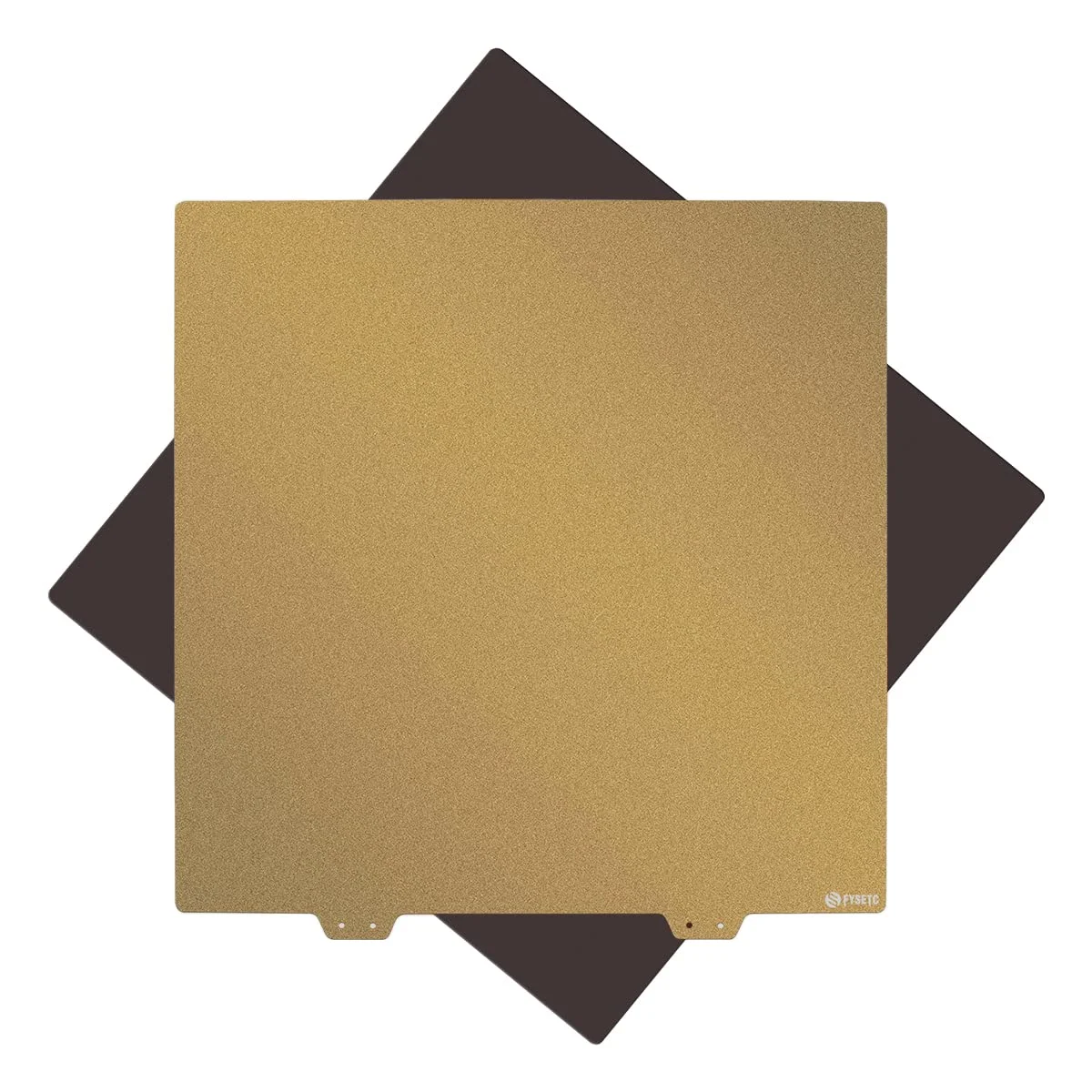 صفحه ساخت پرینت سه بعدی FYSETC CR10 S5، ورق فولادی فنری انعطاف پذیر 510 میلی متر / 20x20 اینچ، صفحه چاپ دو طرفه با پوشش پودری بافت دار طلایی به همراه پایه چسبی 2.0 میلی متر