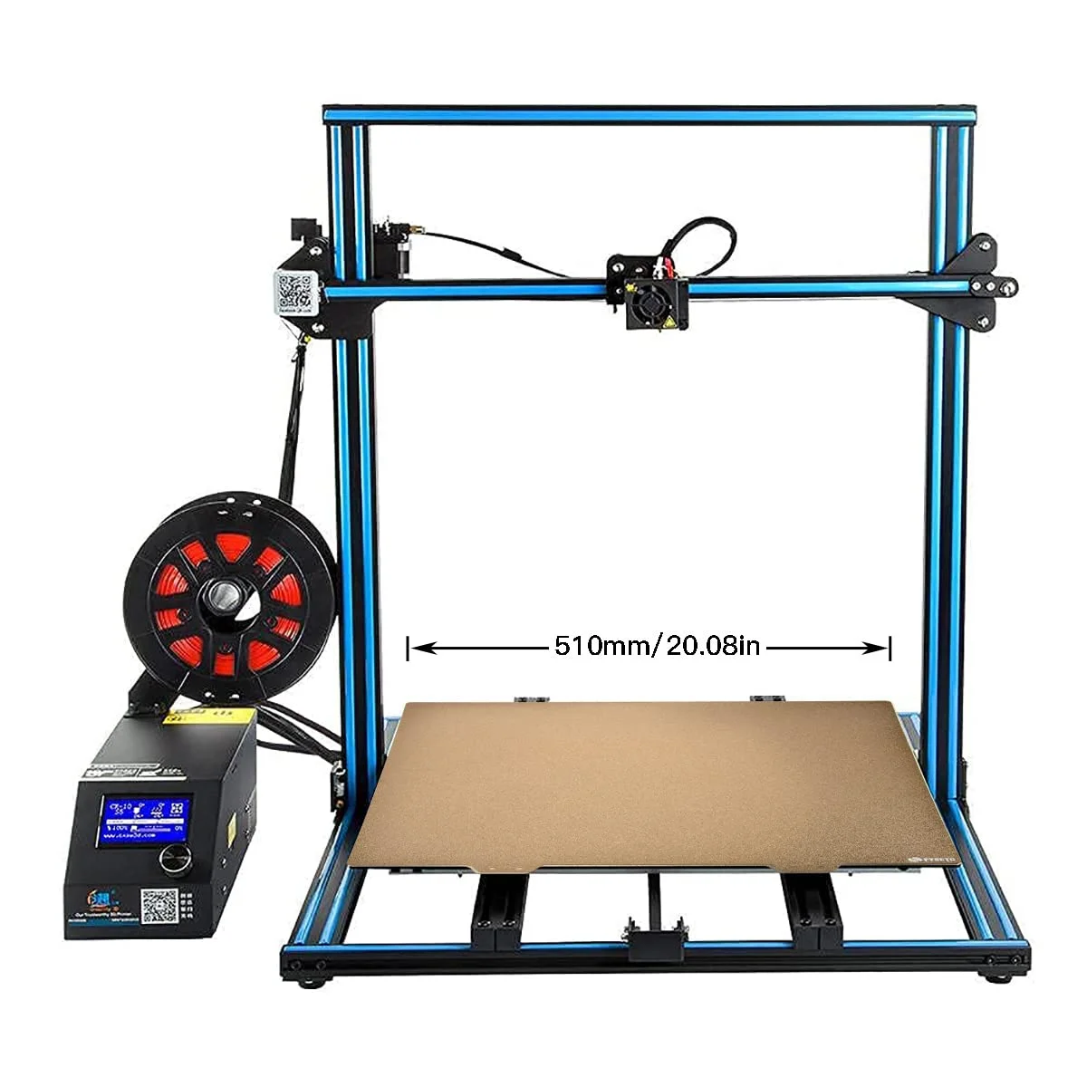 صفحه ساخت پرینت سه بعدی FYSETC CR10 S5، ورق فولادی فنری انعطاف پذیر 510 میلی متر / 20x20 اینچ، صفحه چاپ دو طرفه با پوشش پودری بافت دار طلایی به همراه پایه چسبی 2.0 میلی متر