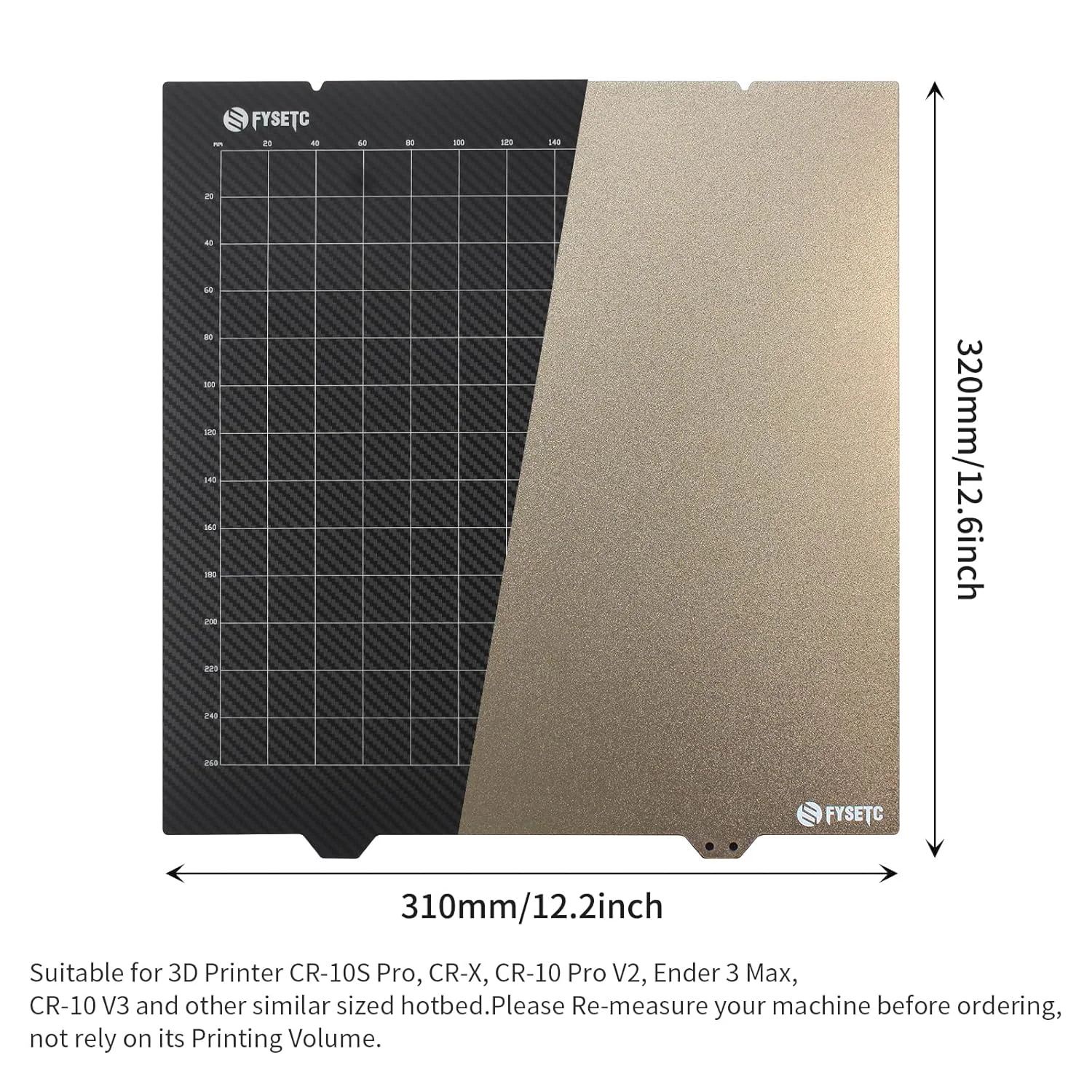 صفحه ساخت FYSETC K1 Max - ارتقاء بستر چاپ PET - ورق PEI 310x320: پوشش بستر گرم فولادی فنری انعطاف پذیر دو طرفه با بافت صاف، سطح چاپ قابل جابجایی پرینتر سه بعدی (بدون پایه مغناطیسی)