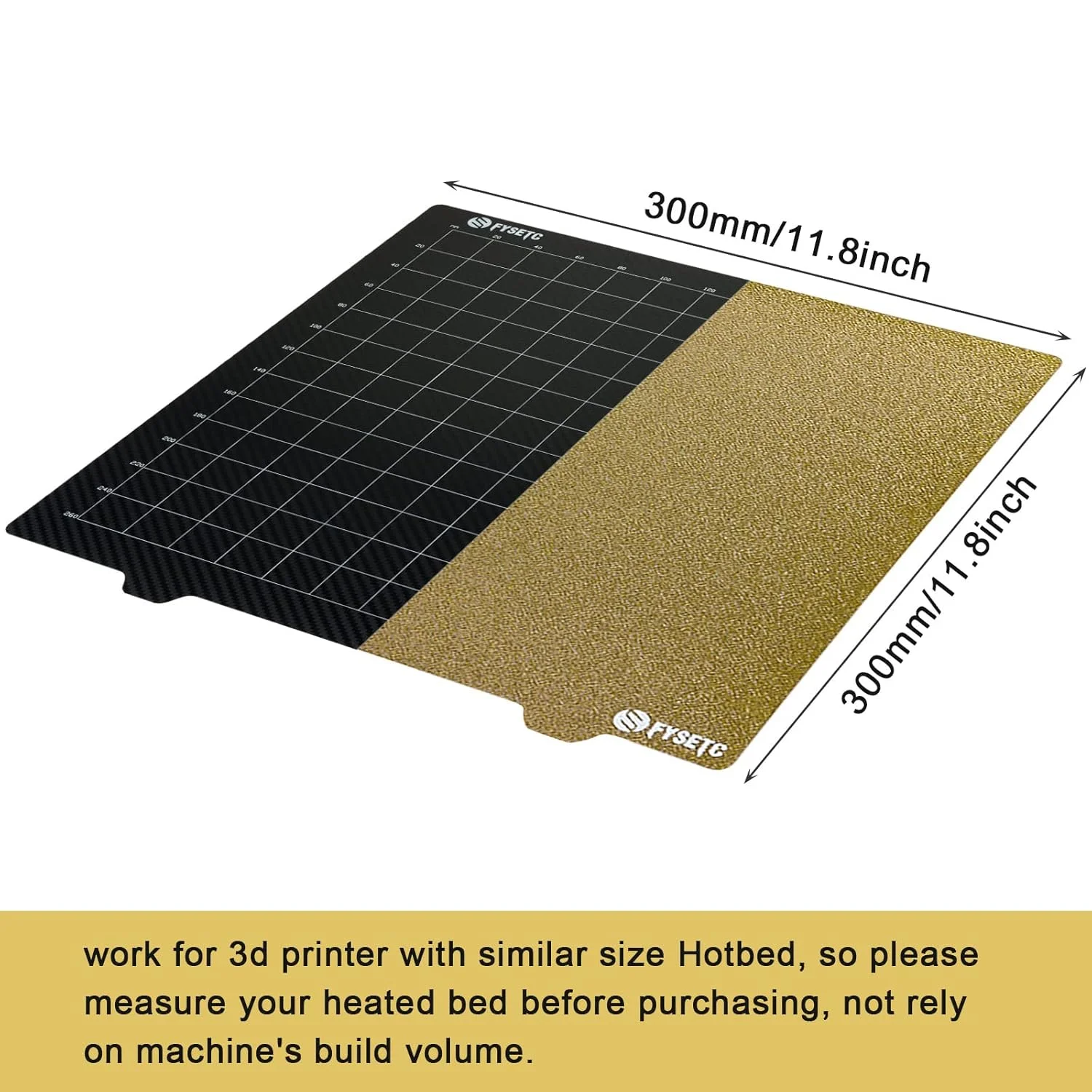 صفحه ساخت دو طرفه فنری فولادی قابل جابجایی FYSETC Janusbps با بافت PEI+PET-CF و زیرچسبی 300x300 میلی متر برای سری TAZWorkhores TAZ-Pro