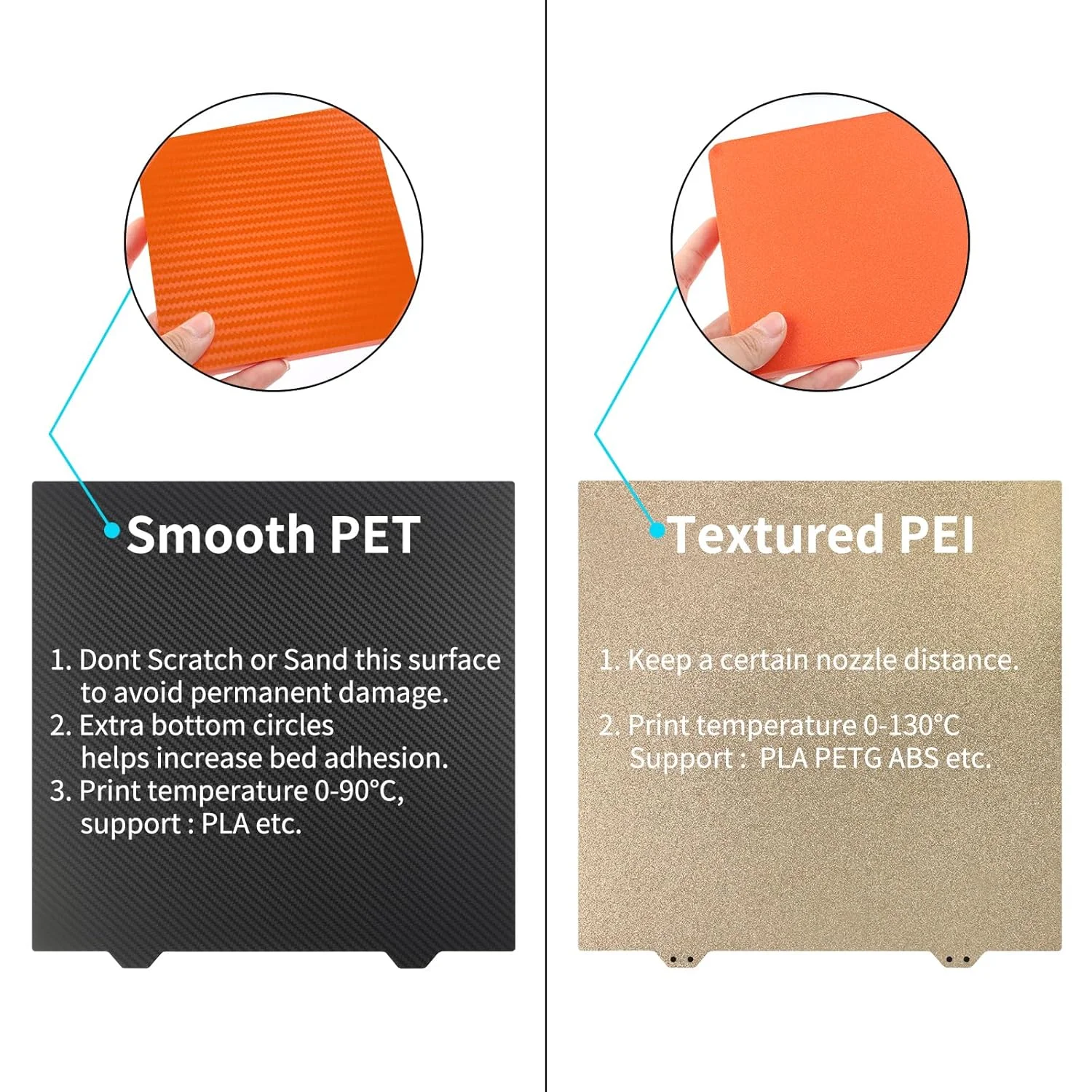 به‌روزرسانی صفحه ساخت پرینتر سه بعدی FYSETC Ender-7 - ورق فولادی فنری PET PEI 280x280 میلی‌متر - صفحه چاپ با بافت صاف QID1 X-Plus 3: پوشش دو طرفه بستر گرم با پایه مغناطیسی برای قطعات پرینتر سه بعدی فیلامنت PLA PETG