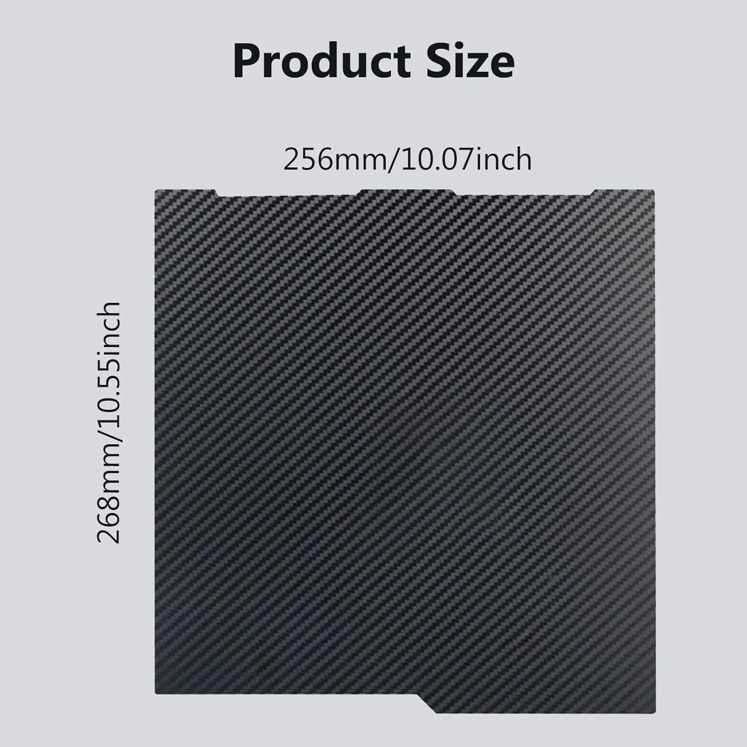 صفحه ساخت پرینتر سه بعدی کبرا 3، دو طرفه، PET براق با طرح فیبر کربن و PEO صاف، صفحه تخت چاپ گرم شونده فنری قابل جابجایی و انعطاف پذیر، 256x268 میلی متر