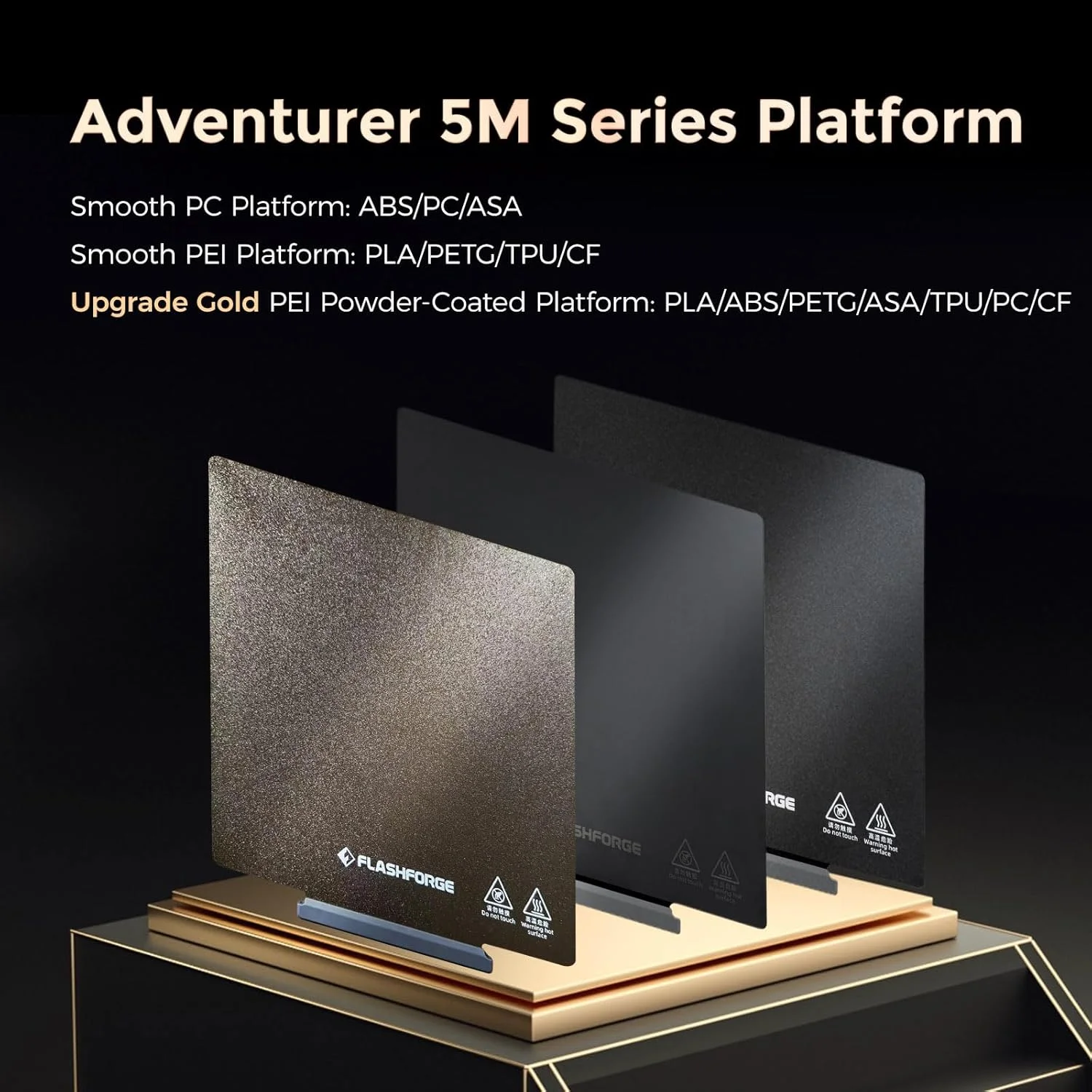 صفحه PC صاف FLASHFORGE Adventurer 5M /Pro /AD5X، پلتفرم انعطاف پذیر برای فیلامنت های با دمای بالا مانند ABS، ASA و PC