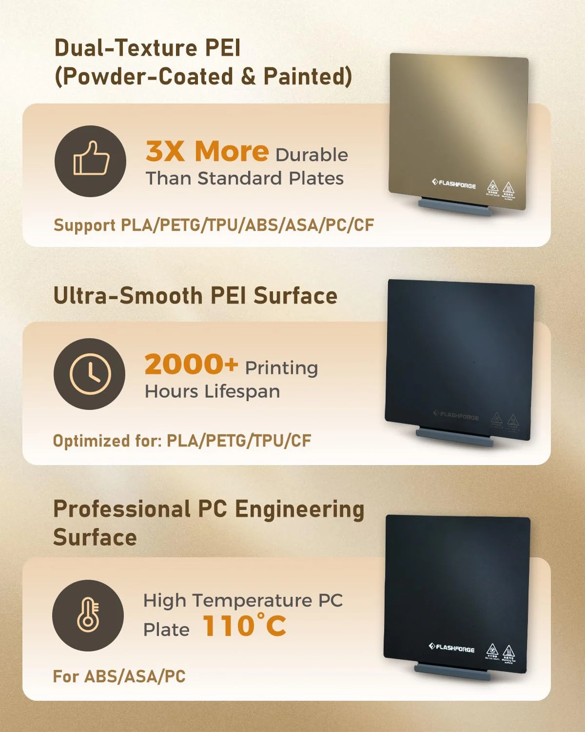 صفحه ساخت PEI صاف FLASHFORGE Adventurer 5M/5M Pro/AD5X، پلتفرم بستر گرم شونده مغناطیسی انعطاف پذیر - حذف بدون ابزار، جداسازی خودکار پس از خنک شدن، چاپ بدون چسب برای PLA/PETG/TPU/CF