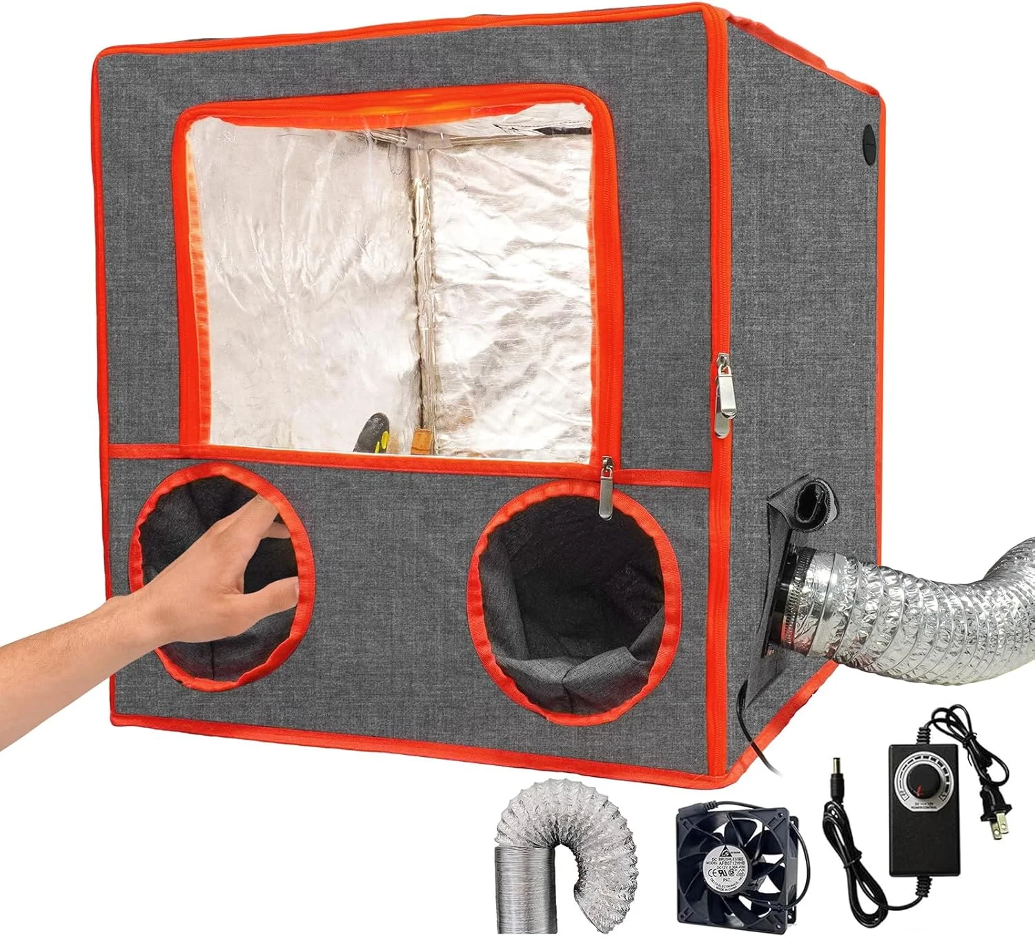 محفظه پرینتر سه بعدی رزینی با تهویه برای چاپ سه بعدی رزینی، دارای 2 آستین برای دسترسی آسان، خروج بو، دود و گرد و غبار، سازگار با پرینترهای سه بعدی UV LCD سری ANYCUBIC ELEGOO Creality