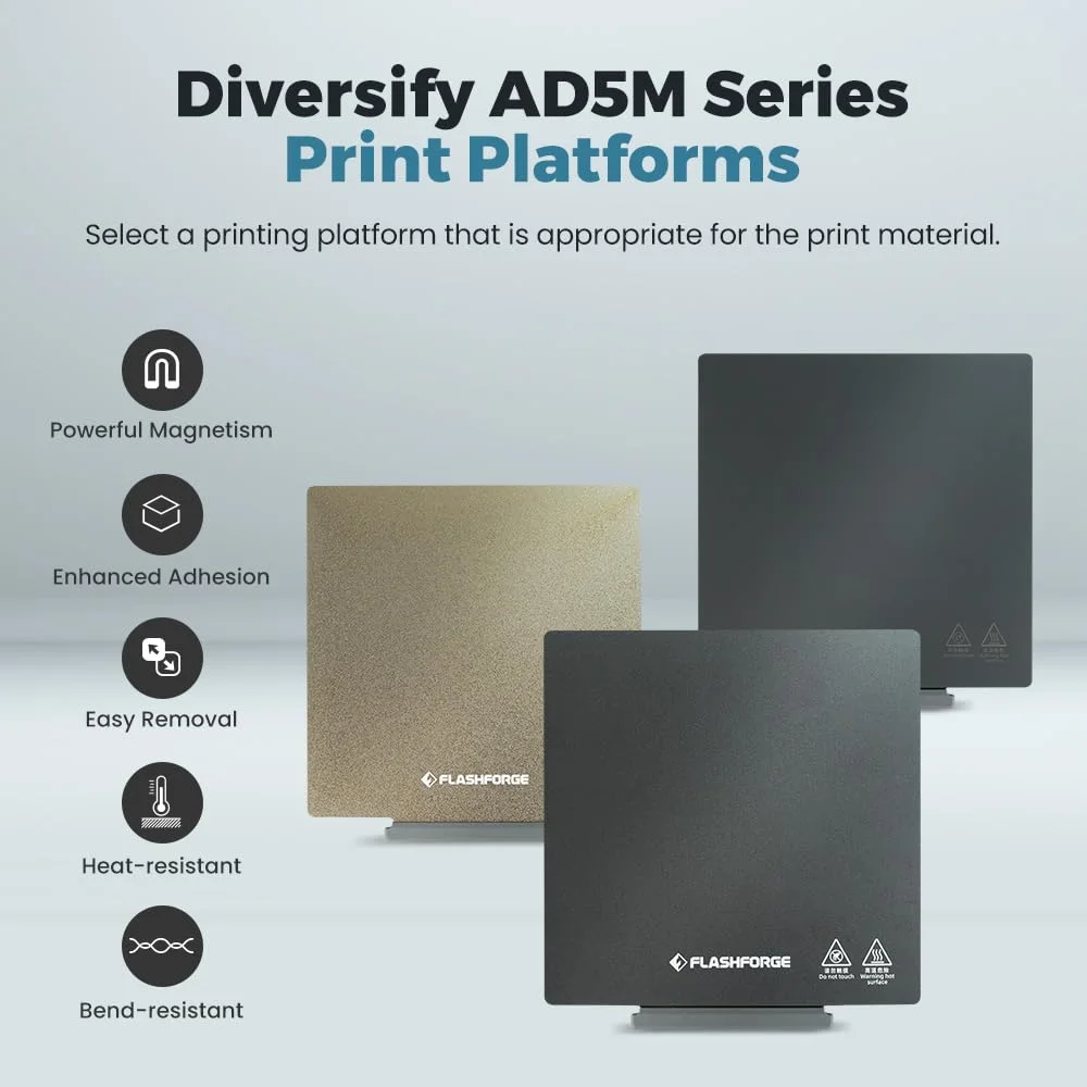 صفحه پلی کربنات دمای بالای پرینتر سه بعدی FLASHFORGE AD5M (Pro)/ AD5X، ارتقاء برچسب PC مغناطیسی انعطاف پذیر و صاف برای چاپ عالی مواد ABS/ASA