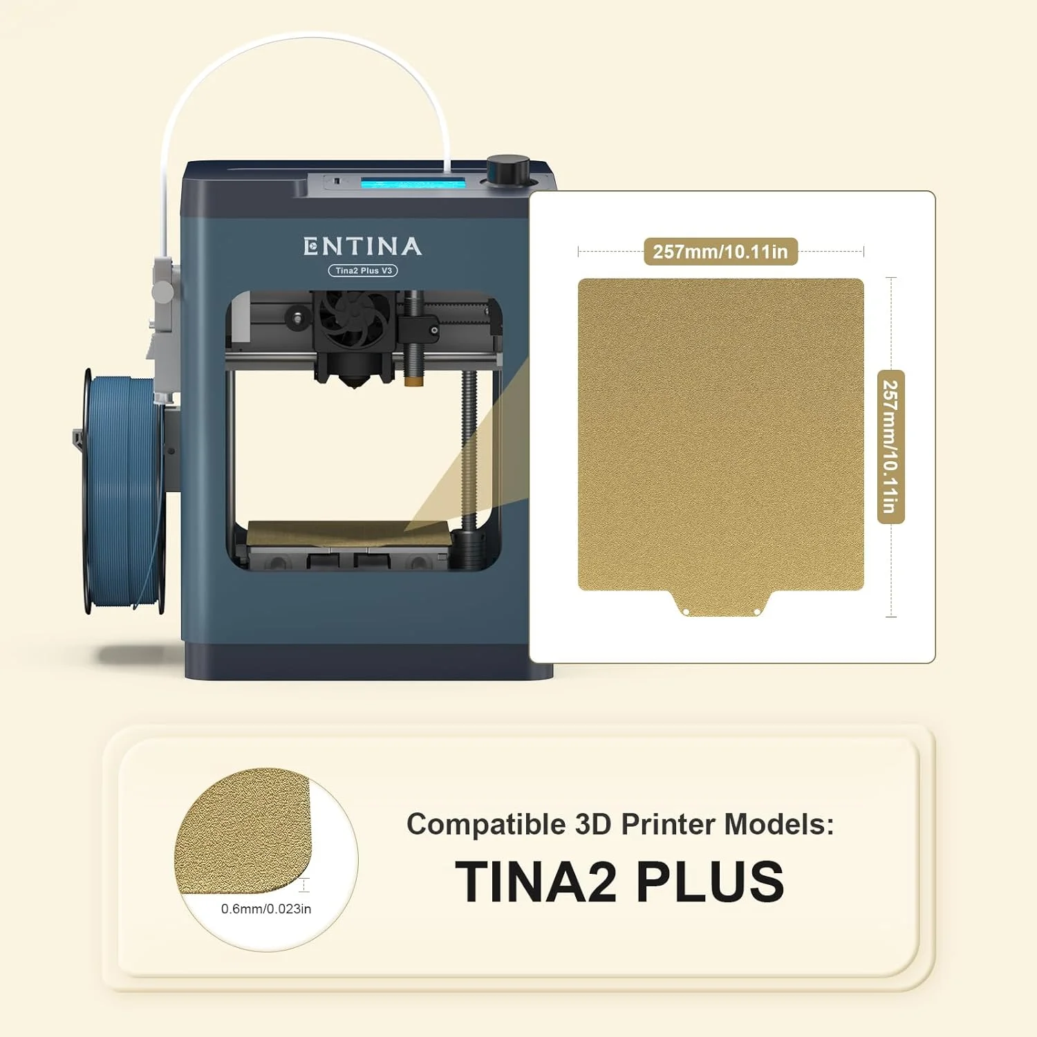 صفحه ساخت مغناطیسی PEI انتینا Tina2Plus، پلتفرم انعطاف پذیر فولادی فنری PEI برای پرینتر سه بعدی Tina2Plus