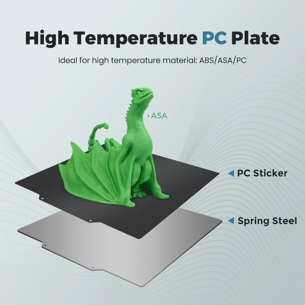 صفحه پلی کربنات دمای بالای پرینتر سه بعدی FLASHFORGE AD5M (Pro)/ AD5X، ارتقاء برچسب PC مغناطیسی انعطاف پذیر و صاف برای چاپ عالی مواد ABS/ASA