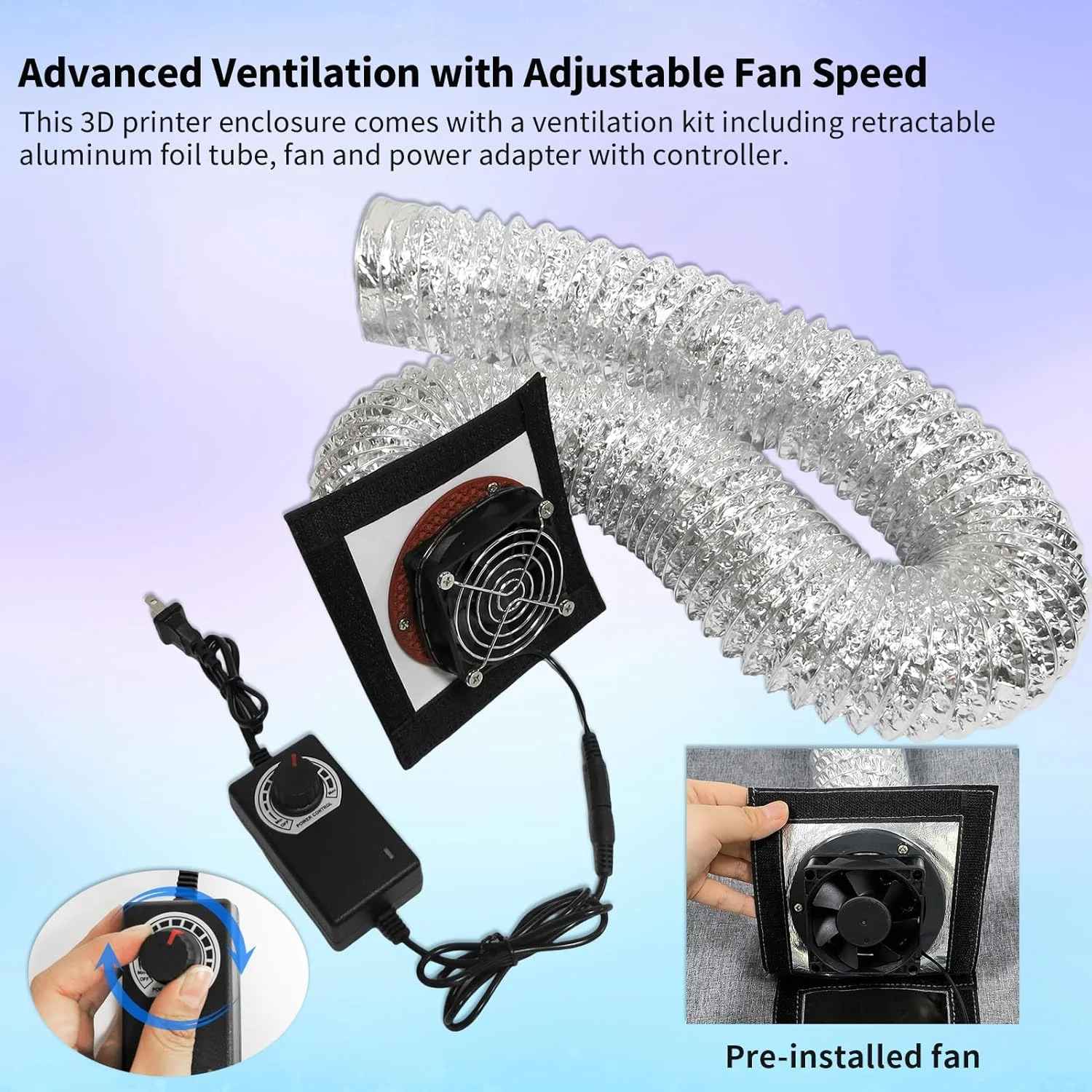 محفظه پرینتر سه بعدی رزینی با تهویه برای چاپ سه بعدی رزینی، دارای 2 آستین برای دسترسی آسان، خروج بو، دود و گرد و غبار، سازگار با پرینترهای سه بعدی UV LCD سری ANYCUBIC ELEGOO Creality