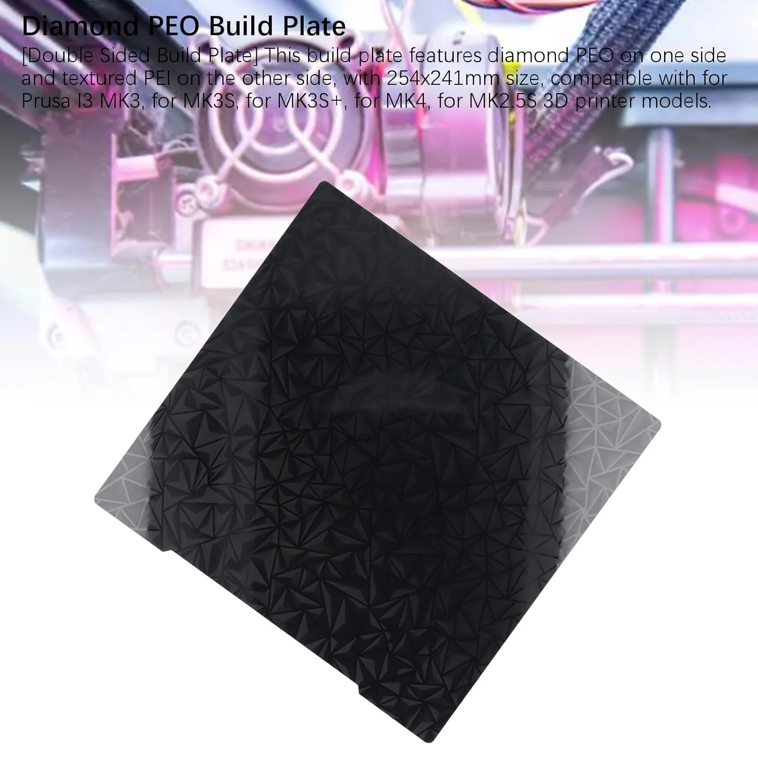 صفحه ساخت دو طرفه PEO PEI با بافت الماسی PEO، پلتفرم پرینتر سه بعدی برای MK3 MK3S MK4
