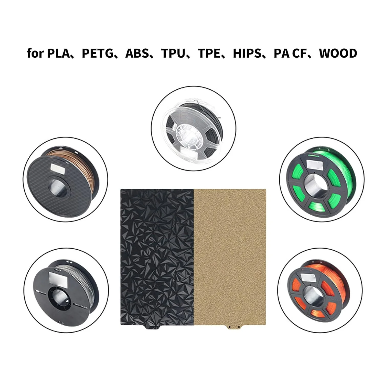 صفحه ساخت دو طرفه PET PEI با ابعاد 355x355 میلی متر، سطح صاف و پودری فنری فولادی برای پرینتر سه بعدی Voron 350 V2 (صفحه فولادی)