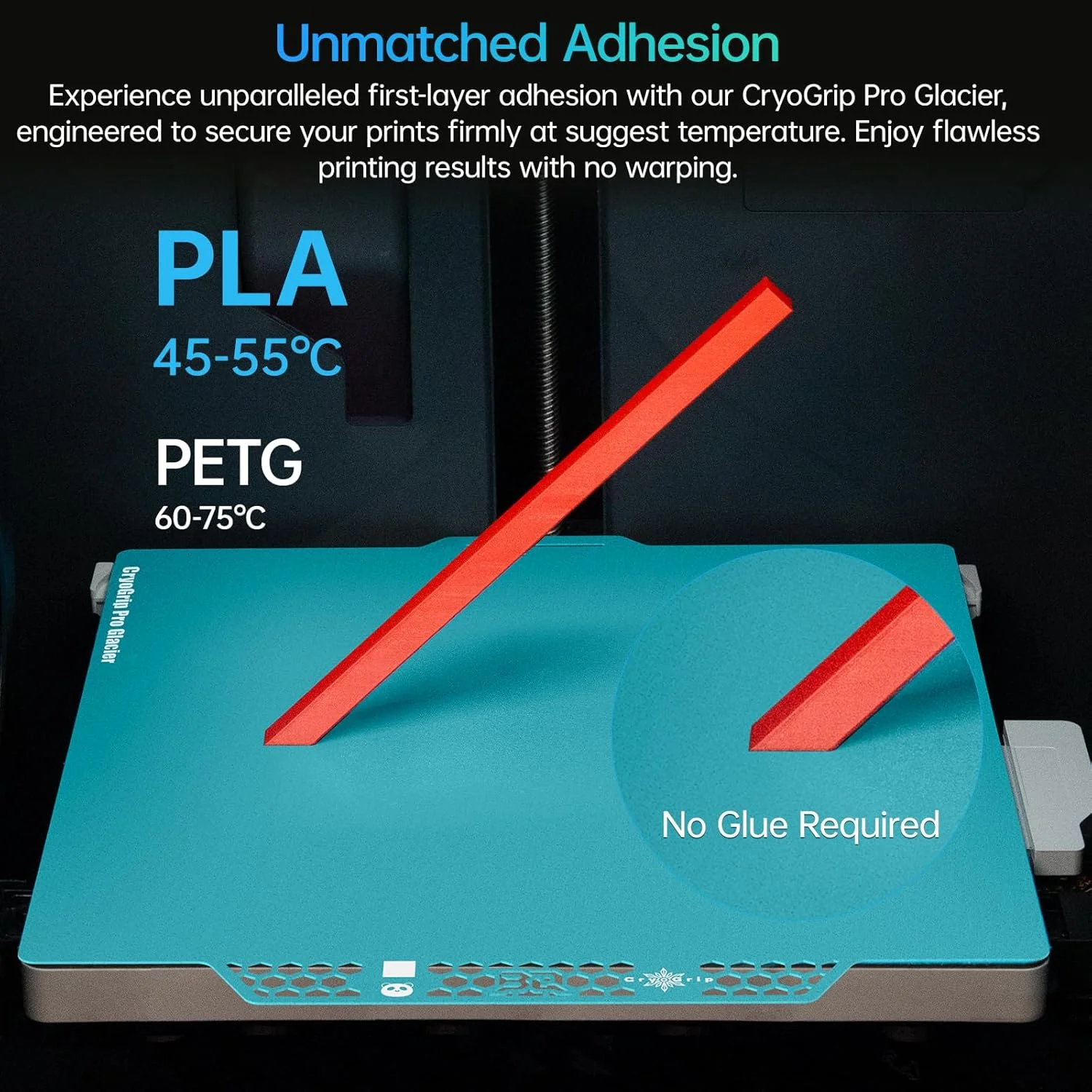 صفحه ساخت دو طرفه ارتقا یافته BIQU CryoGrip Pro Glacier 257x257MM برای پرینترهای سه بعدی Bambu-Lab P1P/P1S/X1C/X1E/A1 پلتفرم سطحی جداشدنی پاندا