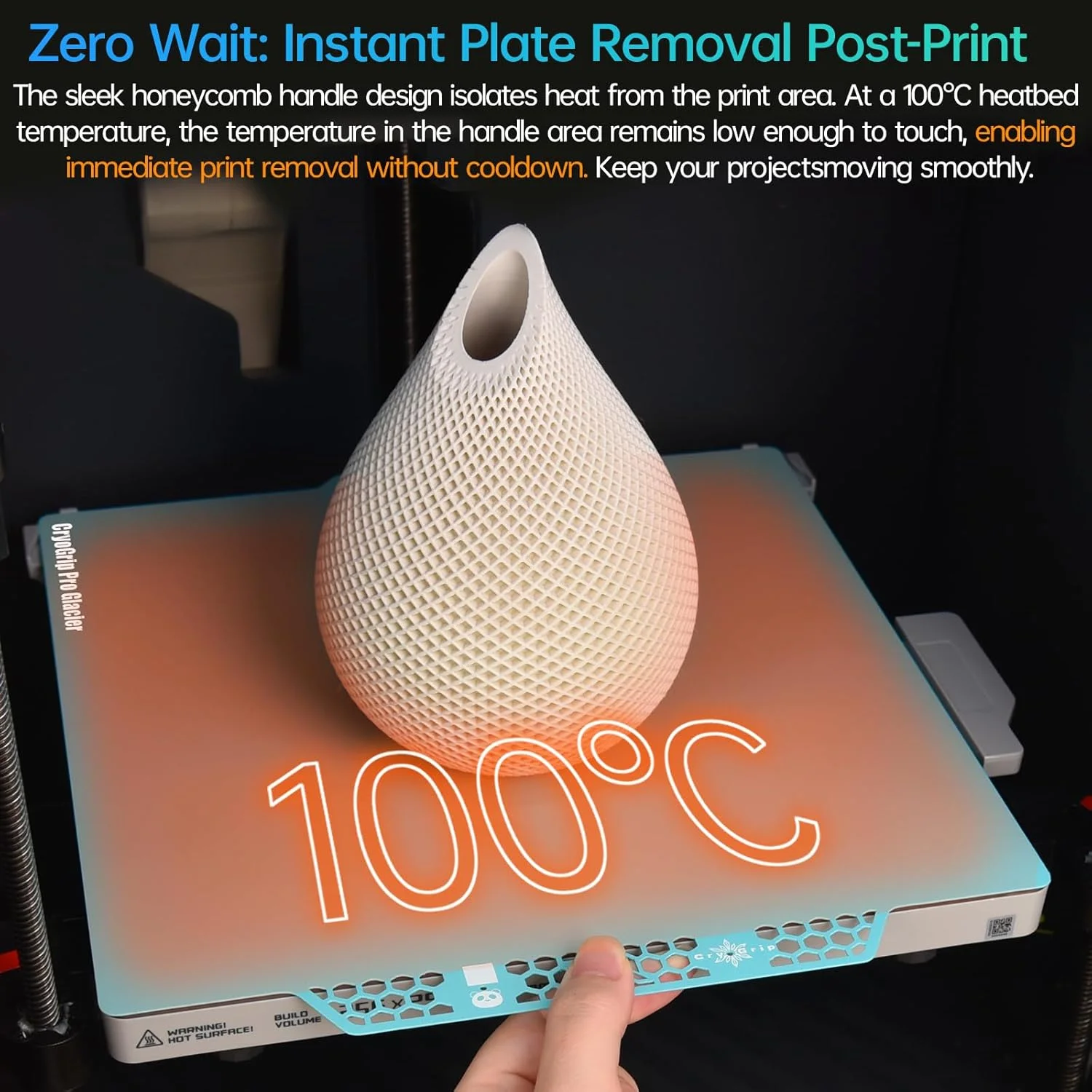 صفحه ساخت دو طرفه ارتقا یافته BIQU CryoGrip Pro Glacier 257x257MM برای پرینترهای سه بعدی Bambu-Lab P1P/P1S/X1C/X1E/A1 پلتفرم سطحی جداشدنی پاندا