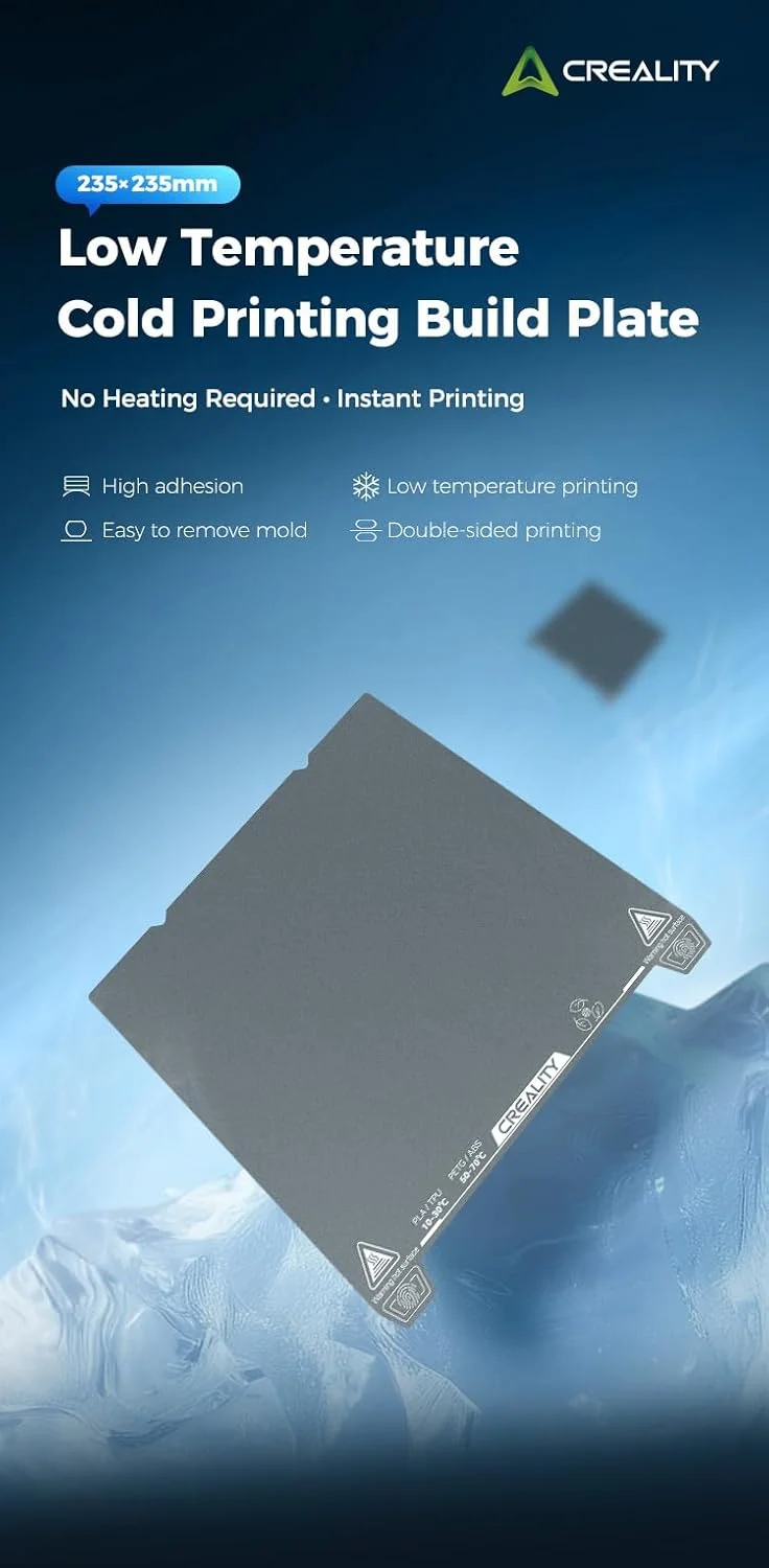 صفحه ساخت چاپ سرد دمای پایین کرالیتی 235 * 235 میلی متر، بدون برچسب مغناطیسی نرم، پلتفرم پرینتر سه بعدی برای Ender-3 SE/3 KE/K1/Ender-3 S1/5 S1/3 S1Pro/3/3 Pro/3S/3V2/Ender-5/5S/5Pro