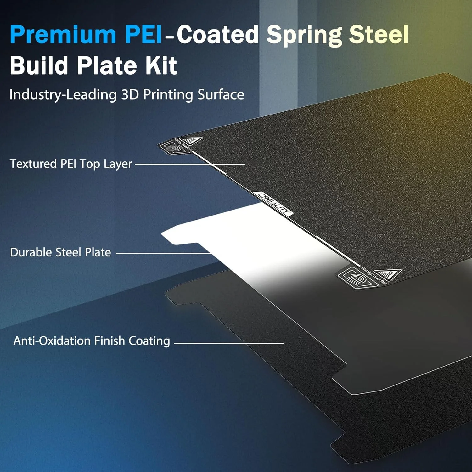 صفحه ساخت کرالیتی K2 Plus، ورق PEI بافت‌دار فولادی فنری مغناطیسی 370x370 میلی‌متر، صفحه ساخت اصلی برای کرالیتی K2 Plus