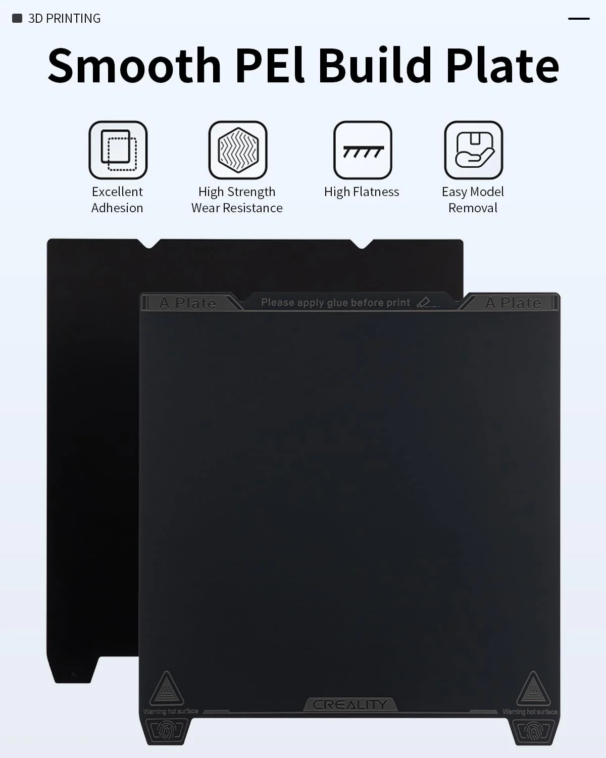 صفحه ساخت رسمی Creality K1 با سطح صاف 235x235 میلی متر، ورق PEI، صفحه تخت فولادی فنری قابل جابجایی برای Ender 3 V3/3V3 SE/3V3 KE/3 S1/3 S1 Pro/5 S1/CR-10SE (بدون پایه مغناطیسی)