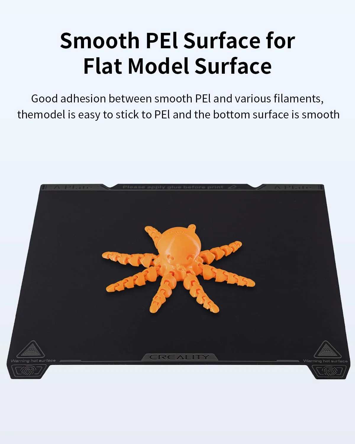 صفحه ساخت رسمی Creality K1 با سطح صاف 235x235 میلی متر، ورق PEI، صفحه تخت فولادی فنری قابل جابجایی برای Ender 3 V3/3V3 SE/3V3 KE/3 S1/3 S1 Pro/5 S1/CR-10SE (بدون پایه مغناطیسی)