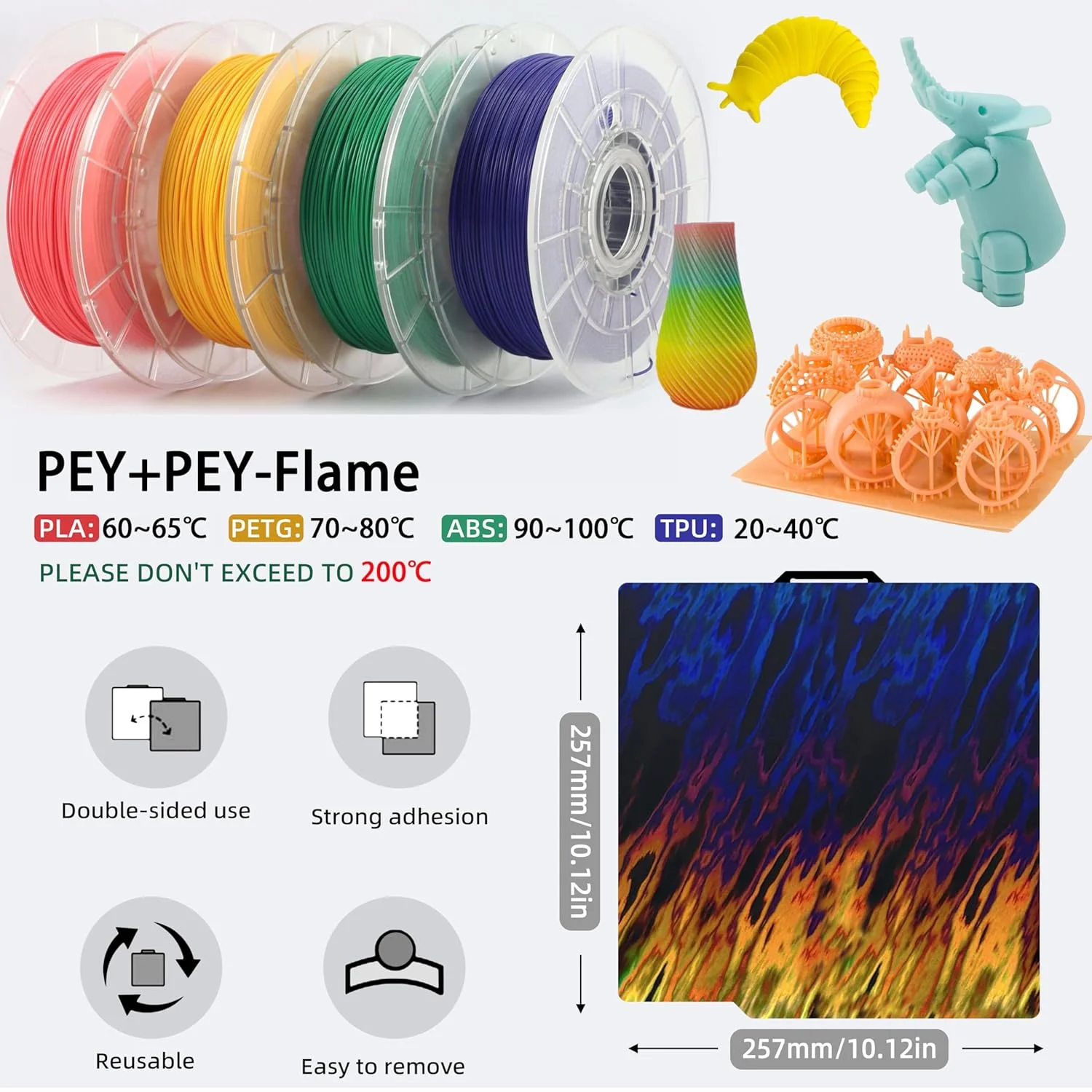 صفحه ساخت برای Bambu Lab X1C/X1/X1E/P1P/P1S/A1: صفحه ساخت GOMENL A1، صفحه X1C، صفحه P1S برای پرینتر سه بعدی Bambu Lab، صفحه فولادی فنری با بافت صاف 257x257 میلی متر