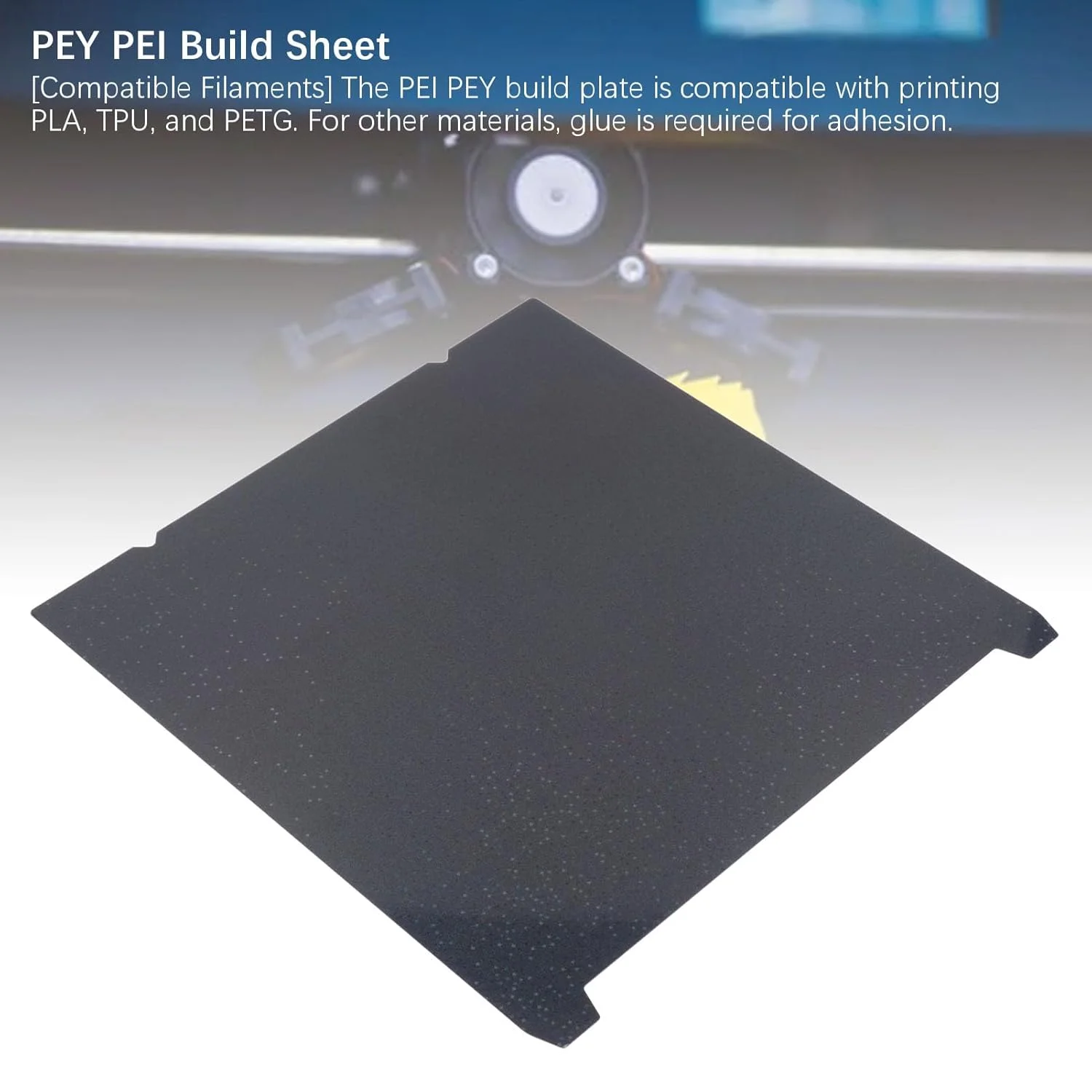 صفحه ساخت پرینتر سه بعدی، صفحه چاپ PEI PEY، ورق ساخت مقاوم در برابر سایش PEY PEI، پلتفرم پرینتر سه بعدی برای چاپ فیلامنت های PLA PETG 310x315mm