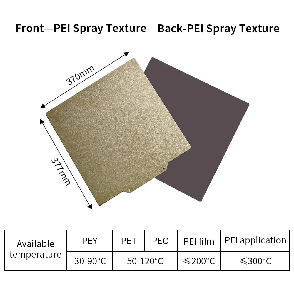صفحه ساخت دو طرفه BORDSTRACT، صفحه فولادی فنری با بافت روکش شده PEI انعطاف پذیر 377x370 میلی متر با پایه مغناطیسی نرم، پلتفرم چاپ برای اکثر مدل های پلتفرم چاپگر سه بعدی