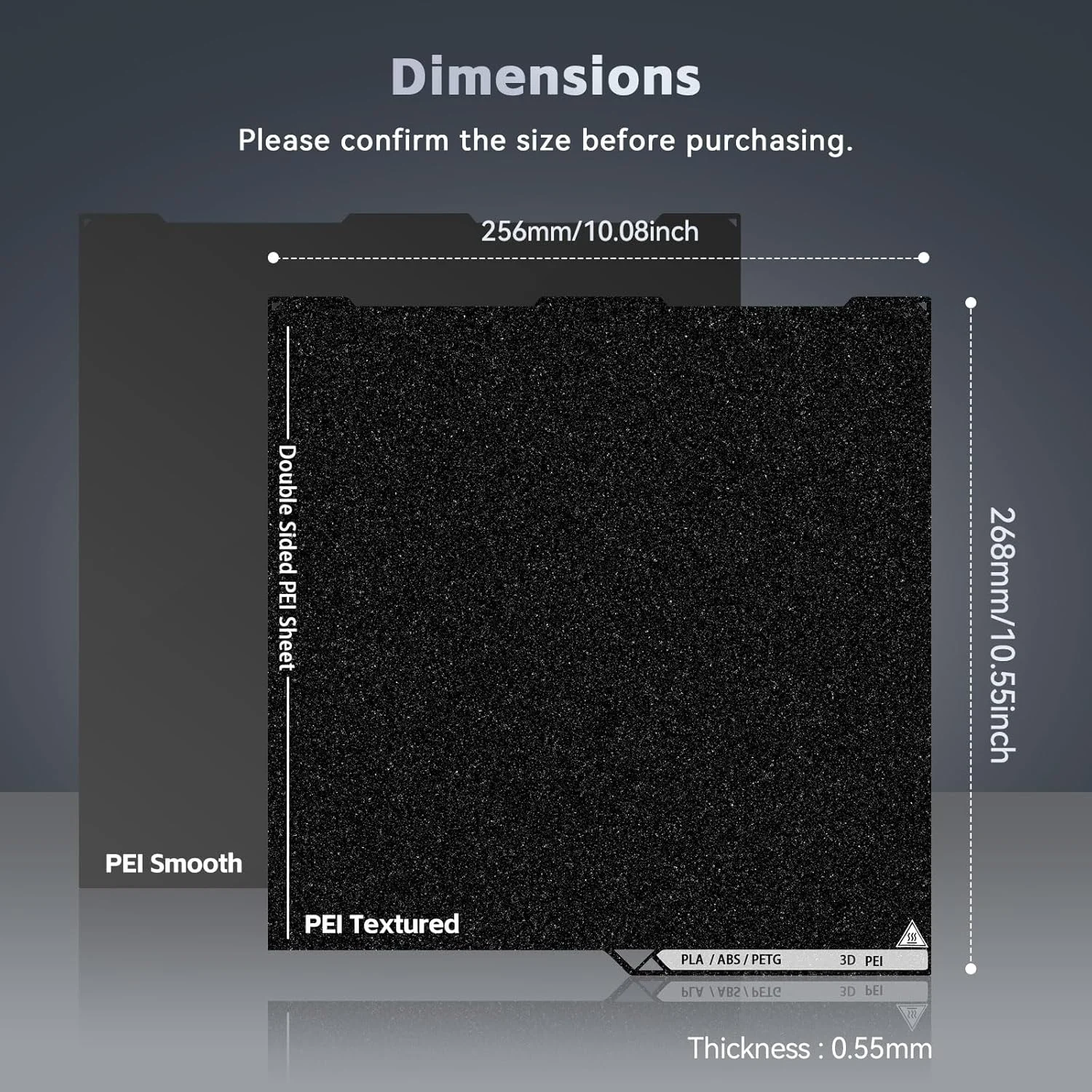 صفحه ساخت PEI دو طرفه UniTak3D برای Kobra 3، ابعاد 256x268 میلی‌متر، سطح صاف/بافت‌دار، پلتفرم چاپ ورق فولادی فنری انعطاف‌پذیر، فقط سازگار با پرینترهای سه بعدی ANYCUBIC Kobra 3 و Kobra 3 V2 Combo