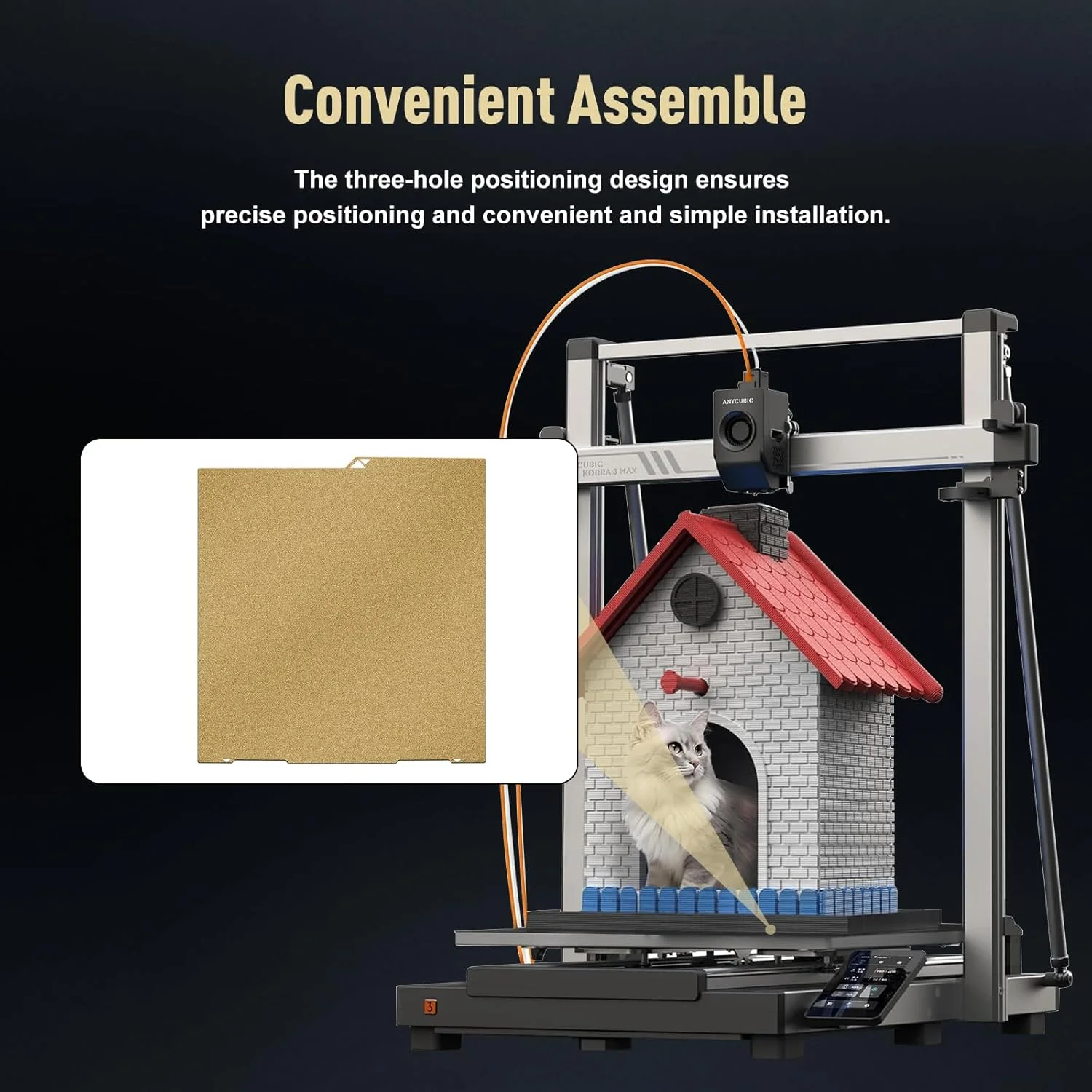 صفحه ساخت طلایی دو طرفه با بافت فنری انعطاف پذیر PEI مگنتی 430x430 میلی متر K3 Max مناسب برای پرینتر سه بعدی Anycubic Kobra 3 MAX صفحه ساخت طلایی دو طرفه با بافت فنری انعطاف پذیر PEI مگنتی 430x430 میلی متر K3 Max مناسب برای پرینتر سه بعدی Anycubic Kobra 3 MAX