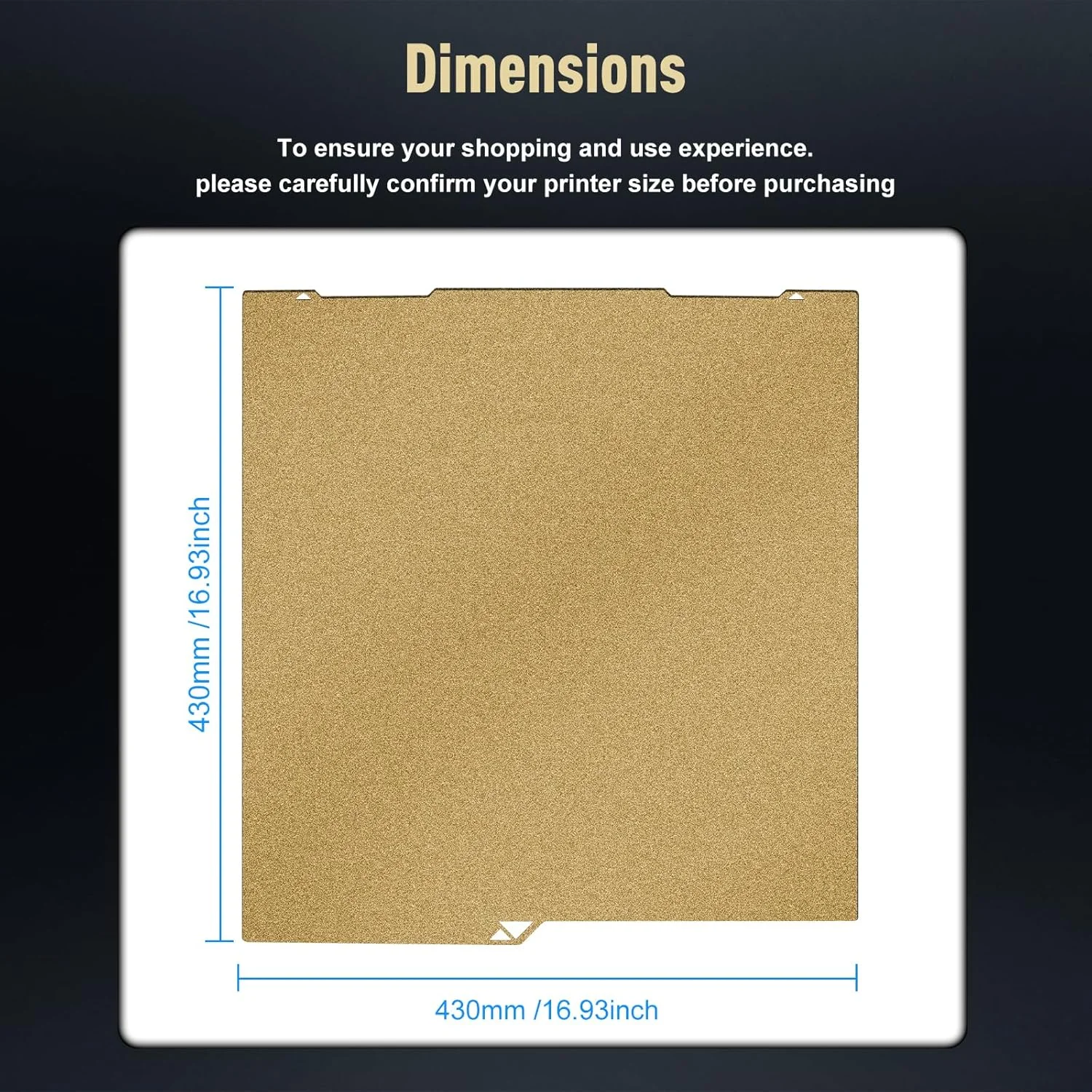 صفحه ساخت طلایی دو طرفه با بافت فنری انعطاف پذیر PEI مگنتی 430x430 میلی متر K3 Max مناسب برای پرینتر سه بعدی Anycubic Kobra 3 MAX صفحه ساخت طلایی دو طرفه با بافت فنری انعطاف پذیر PEI مگنتی 430x430 میلی متر K3 Max مناسب برای پرینتر سه بعدی Anycubic Kobra 3 MAX