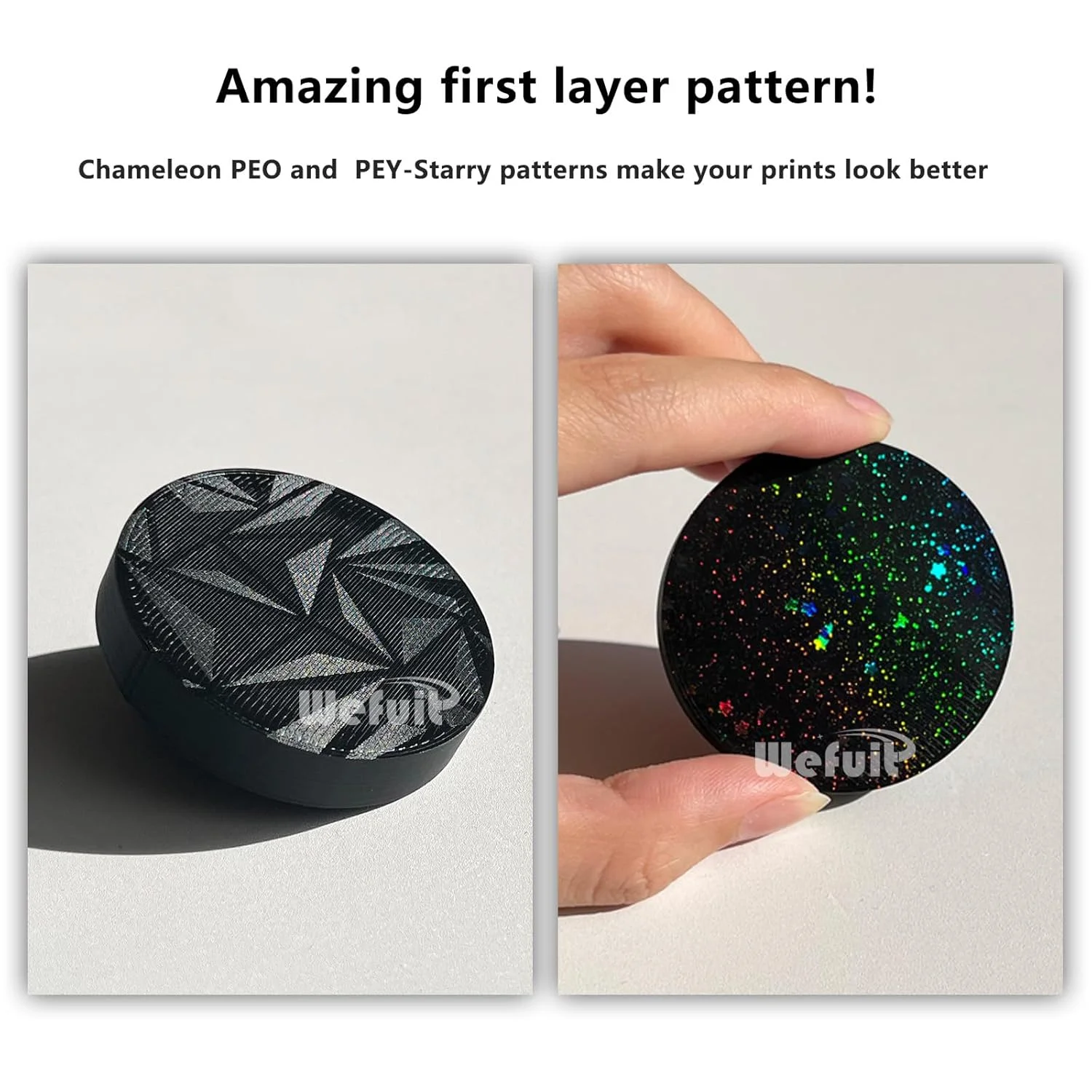 صفحه ساخت دو طرفه آفتاب‌پرست PEO+PEY ستاره‌ای JUUPINE H2D، اندازه ۳۵۵x۳۴۶ میلی‌متر، پلتفرم تخت چاپ گرم شونده فولادی فنری انعطاف‌پذیر و قابل جابجایی برای پرینتر سه بعدی لیزری Bambu Lab H2D/H2D