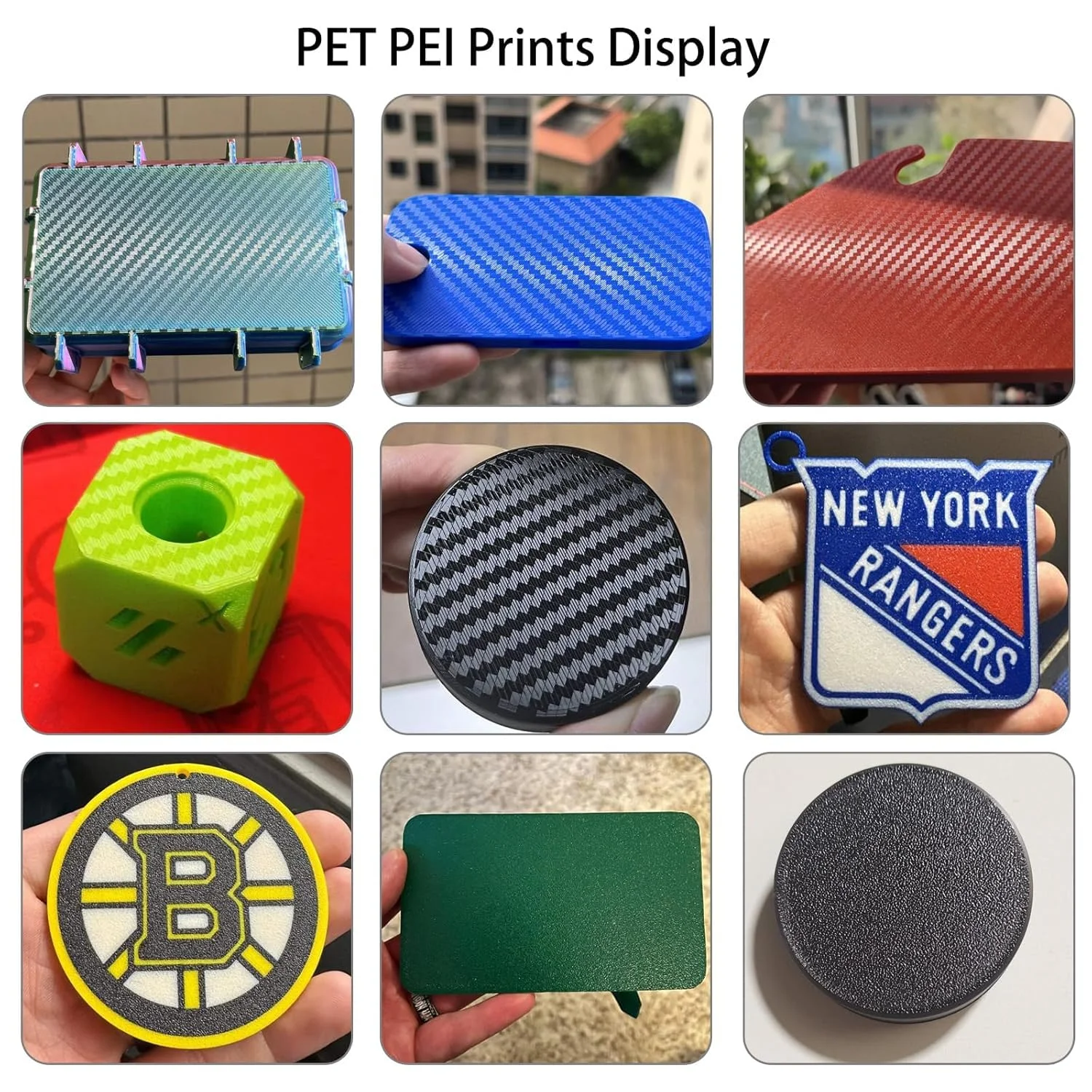 صفحه ساخت 370x370 میلی‌متری K2 Plus، پلتفرم چاپگر سه بعدی انعطاف پذیر فولاد فنری با بستر گرم شونده PET فیبر کربنی بافت‌دار دو طرفه + PEI بافت‌دار برای چاپگر سه بعدی Creatily K2 Plus