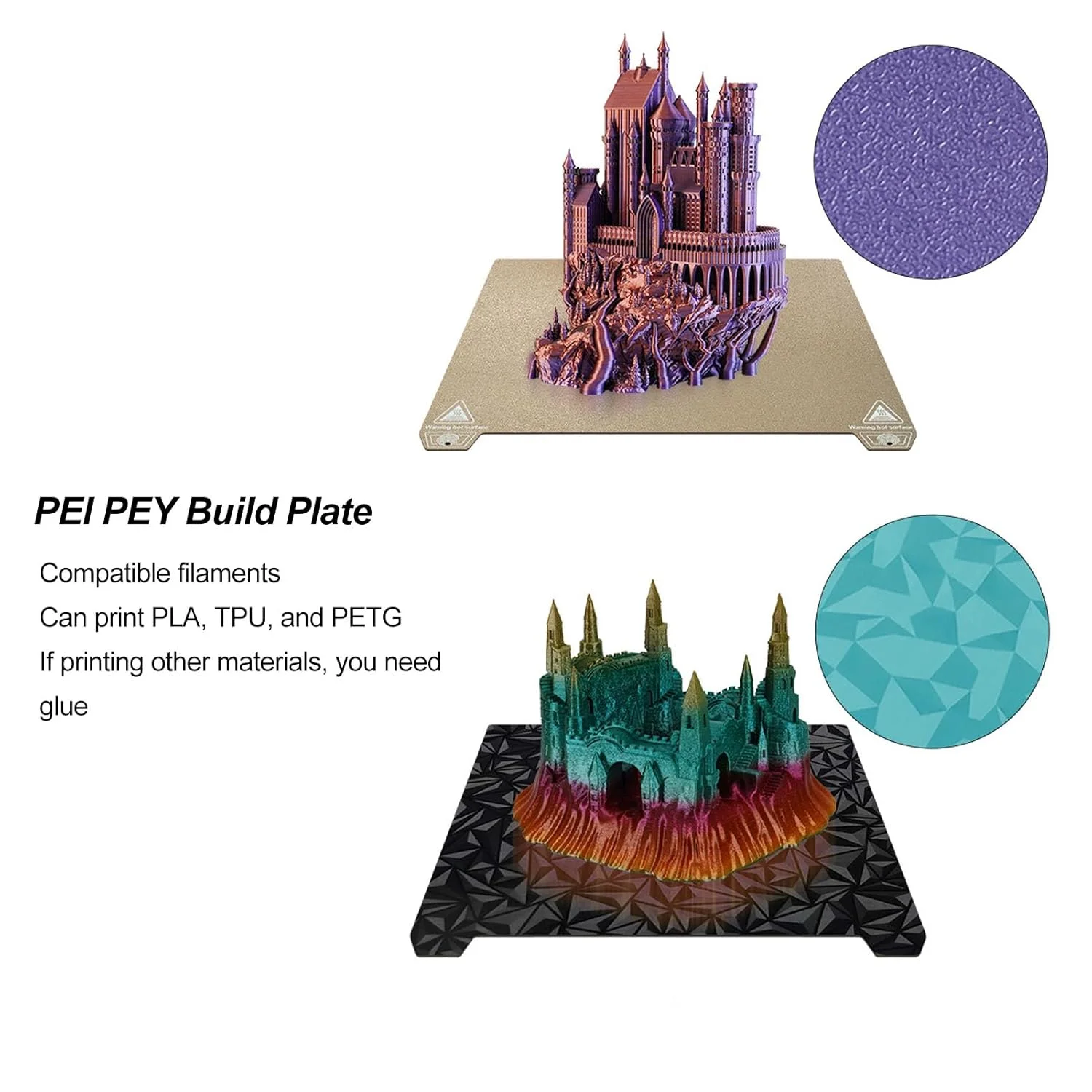 صفحه ساخت PEI PEY 310x315 میلی‌متر، مقاوم در برابر دمای بالا، جداسازی آسان مدل، پلتفرم پرینتر سه بعدی K1 Maximum