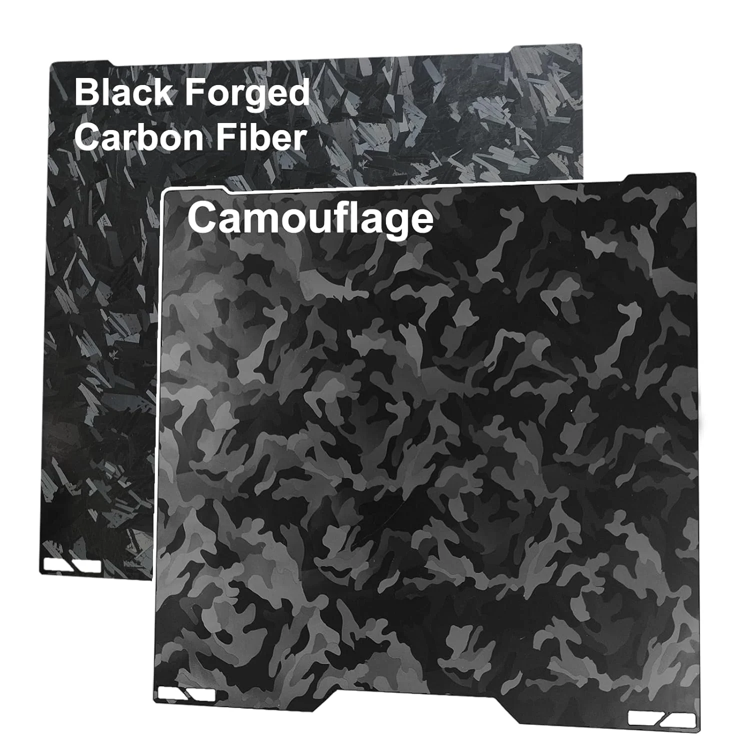 صفحه ساخت H2S H2D با ابعاد 346x355 میلی‌متر، صفحه فولادی فنری صاف دو طرفه برای پلتفرم چاپگر سه بعدی Bambu Lab H2S، H2D، H2D Combo، اندازه چاپ 350mmx320mm (استتار + فیبر کربن فورج شده سیاه)