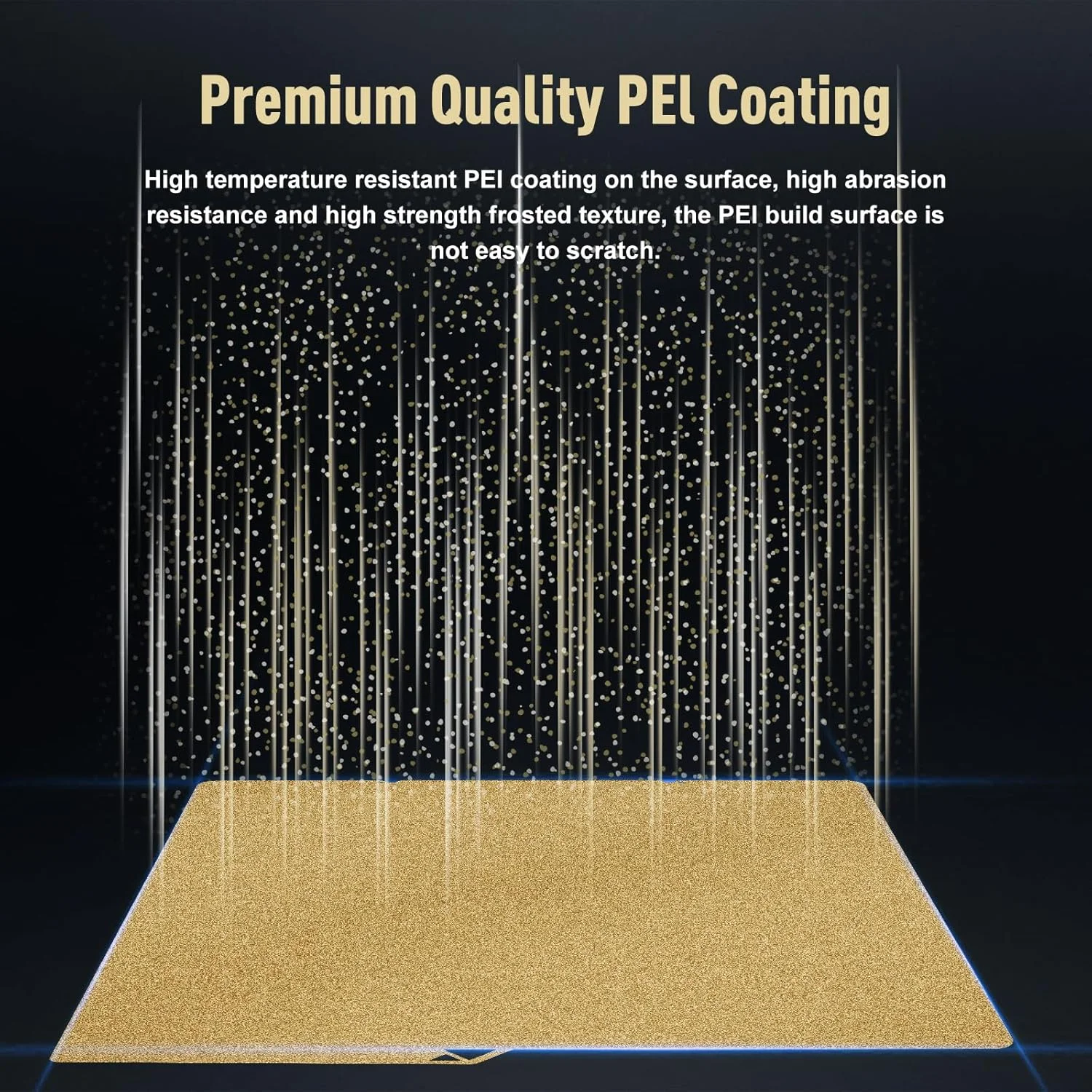 صفحه ساخت طلایی PEI ابعاد 264X276 میلی‌متر برای Kobra S1 Combo، پلتفرم فولادی فنری انعطاف‌پذیر دو طرفه طلایی صاف PEI + بافت‌دار PEI برای پرینتر سه بعدی Kobra S1 Combo
