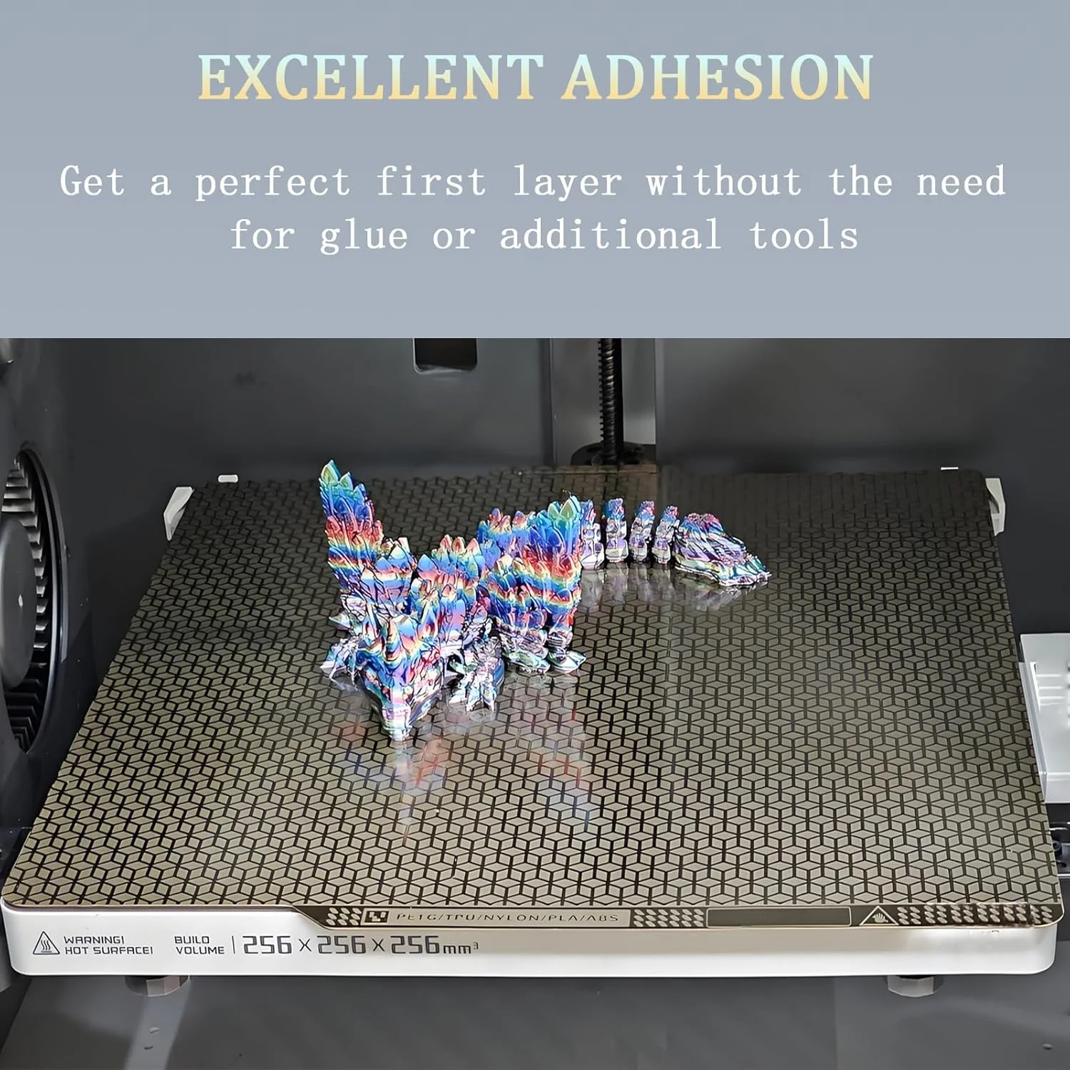 صفحه ساخت دو طرفه PEI ابعاد 257x257 میلی متر برای پرینتر سه بعدی Bambu Lab X1C/X1/X1E/P1P/P1S/A1، صفحه پلتفرم تخت فولادی فنری با طرح لانه زنبوری + مکعبی برای Bambu Labs، ورق فولادی با فناوری اچینگ ارتقا یافته
