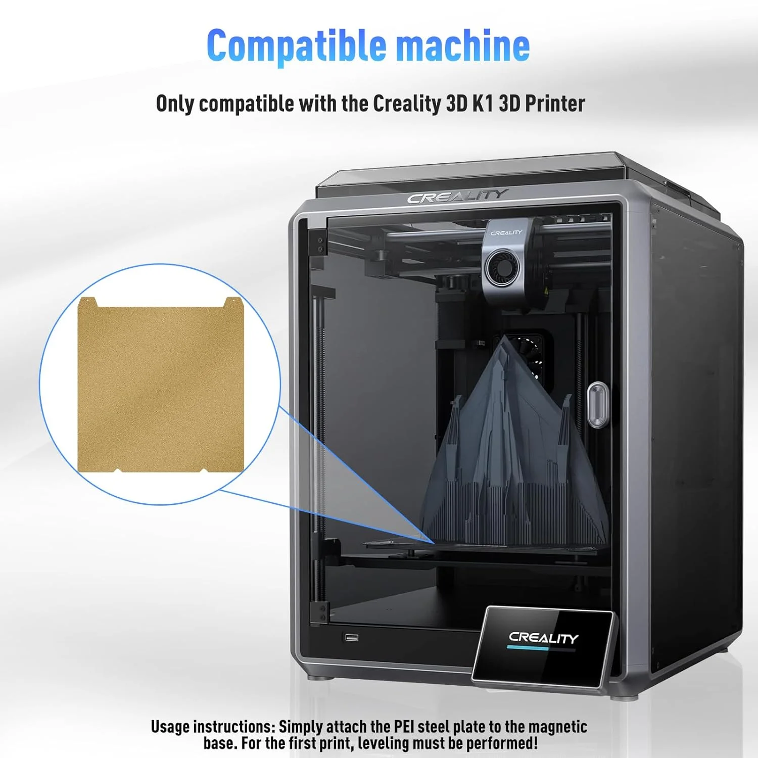 صفحه ساخت PEI سایز 235x235 میلی‌متر K1C/MAX/Ender-3 v3 برای Ender 3 V3، K1/K1C/Ender 3 V3 KE، سطح چاپ دو طرفه بافت‌دار فنری فولادی مغناطیسی گرم شونده برای پرینتر سه بعدی PLA/PETG/ABS/TPU