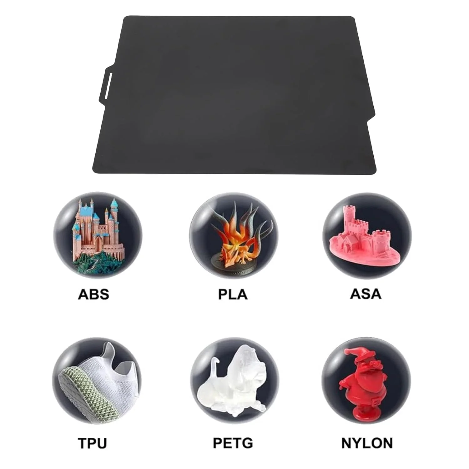 صفحه ساخت دو طرفه PEI مشکی، ورق فولادی فنری انعطاف پذیر 257x257 میلی متر برای پلتفرم های پرینتر سه بعدی X1 X1 C X1E Lab