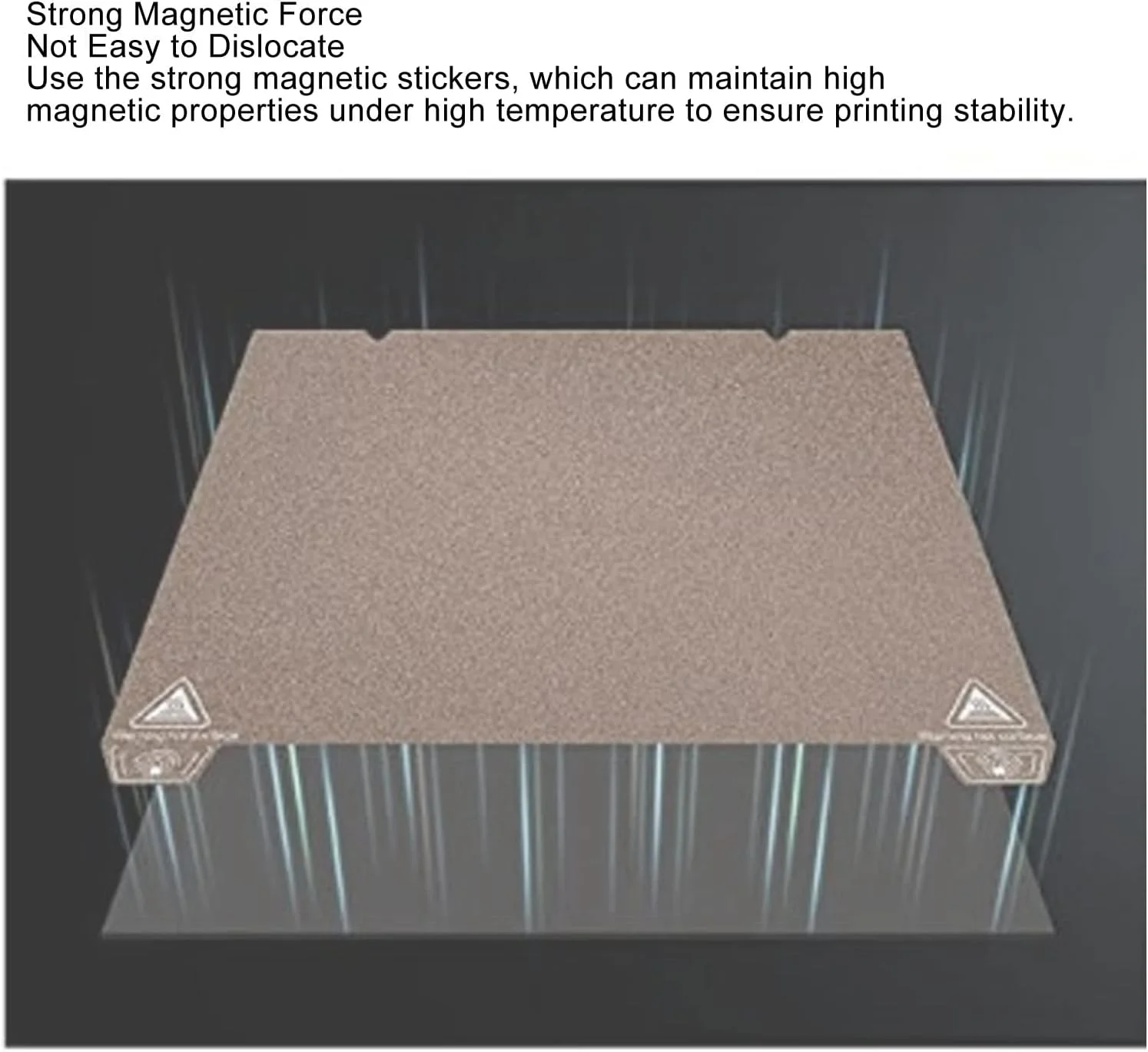 صفحه ساخت پرینتر سه بعدی 150x150 میلی‌متر، چاپ انعطاف‌پذیر فولاد فنری با پوشش پودری PEI دو طرفه به همراه پایه مغناطیسی، مناسب برای مواد چاپی مختلف