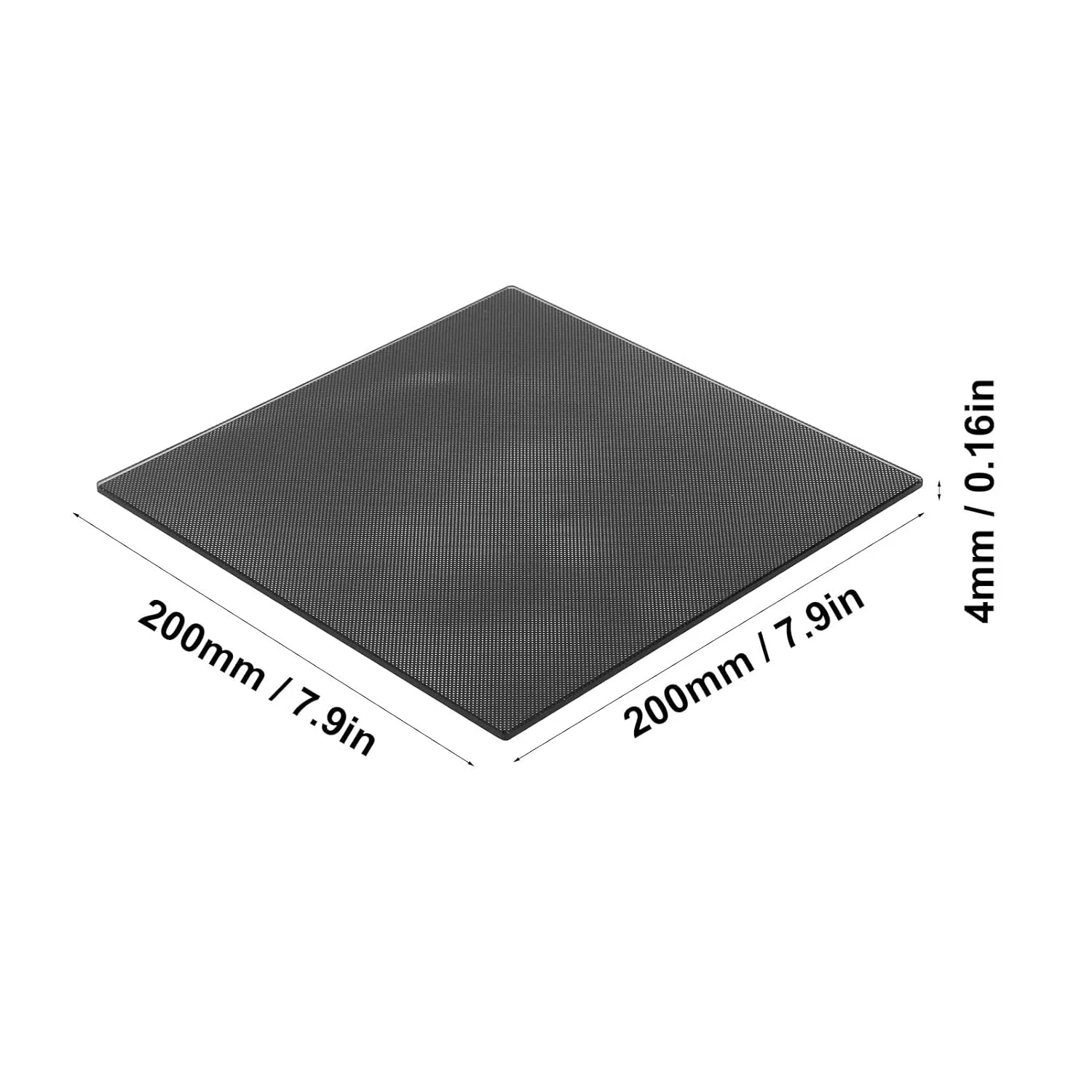 صفحه شیشه ای بستر پرینتر سه بعدی | 200x200x4mm با پوشش میکرو متخلخل ویژه | صفحه ساخت شیشه ای حرارت دیده مقاوم در برابر حرارت برای فیلامنت های PLA/ABS/مهندسی | جدا سازی آسان چاپ