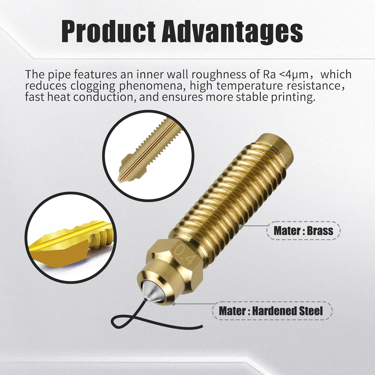 20 عدد نازل فولاد سخت شده برنجی، 0.2mm 0.4mm 0.6mm 0.8mm نازل های هات اند با مقاومت در برابر سایش و رسانایی حرارتی بالا برای لوازم جانبی پرینتر سه بعدی Elegoo Centauri 20 عدد نازل فولاد سخت شده برنجی، 0.2mm 0.4mm 0.6mm 0.8mm نازل های هات اند با مقاومت در برابر سایش و رسانایی حرارتی بالا برای لوازم جانبی پرینتر سه بعدی Elegoo Centauri