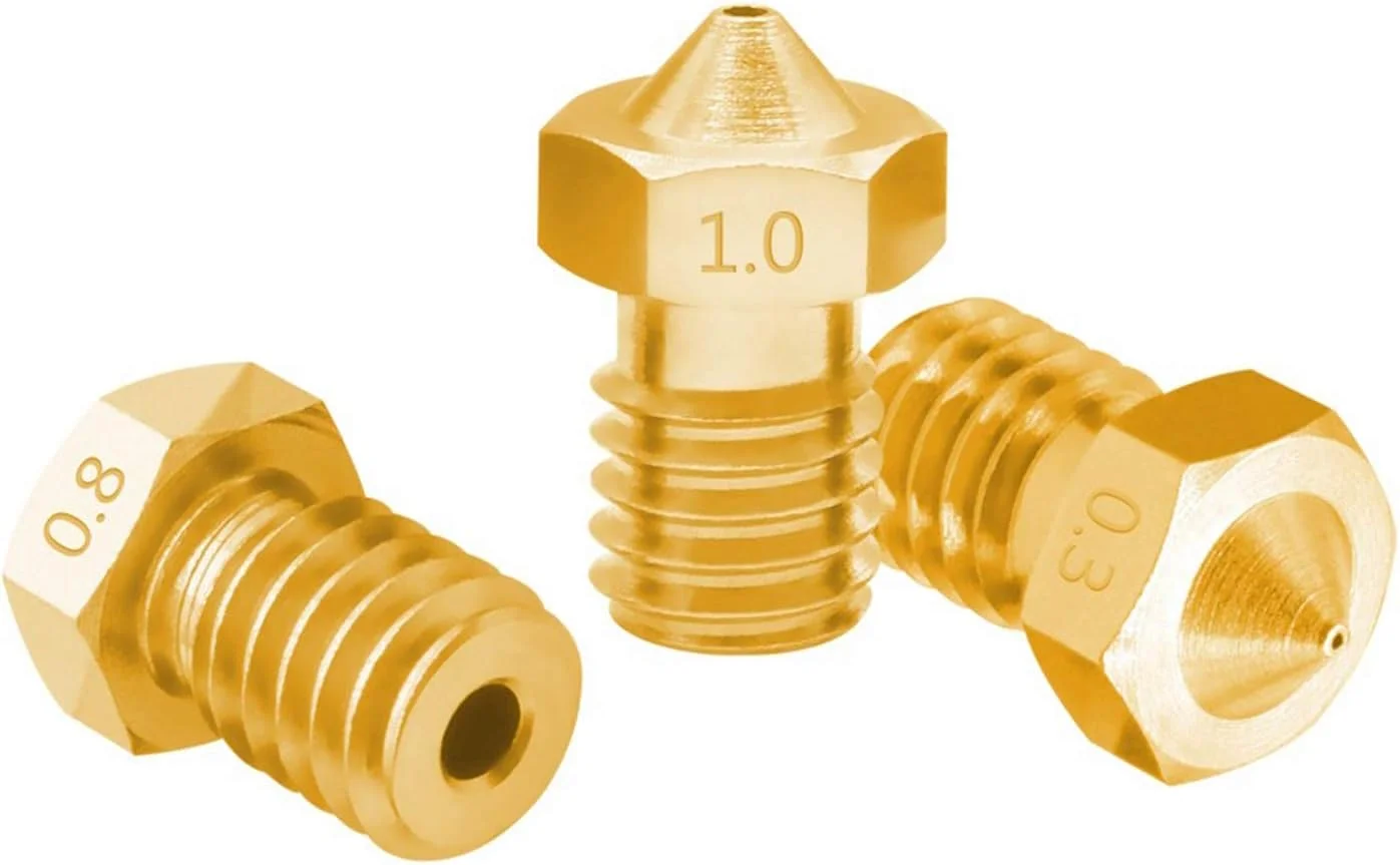 نازل ها، نازل پرینتر، نازل های برنجی، 2 عدد نازل مسی رزوه دار M6 با قطر 0.2/0.25/0.3/0.4/0.5/0.6/0.8/1.0 میلی متر برای اکسترودر پرینتر سه بعدی با فیلامنت 1.75 میلی متر و 3.0 میلی متر، قطر نازل 0.6 میلی متر (رنگ: برای 1.75)