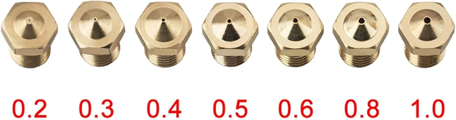 نازل، نازل پرینتر، نازل های برنجی، 10 عدد نازل مسی رزوه دار M6 با قطر 0.2/0.3/0.4/0.5/0.6 میلی متر برای اکسترودر پرینتر سه بعدی با فیلامنت 1.75/3.0 میلی متر، قطر نازل 1.0 میلی متر (رنگ: برای فیلامنت 3.0 میلی متر، S)