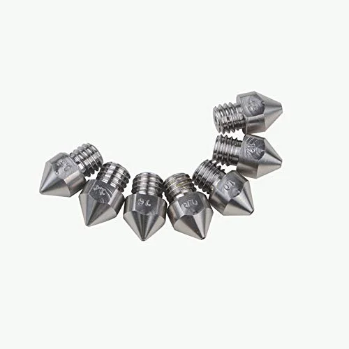 ۵ عدد نازل تمام فلزی هات‌اند MK8 آلیاژ تیتانیوم TC4 با دمای بالا، رزوه M6 برای استفاده در پرینتر سه بعدی CR10 Creality CR-10 Ender 3 Ender-3 Pro MK8 Mk9 (2 عدد 0.3mm + 2 عدد 0.4mm + 1 عدد 0.6mm)