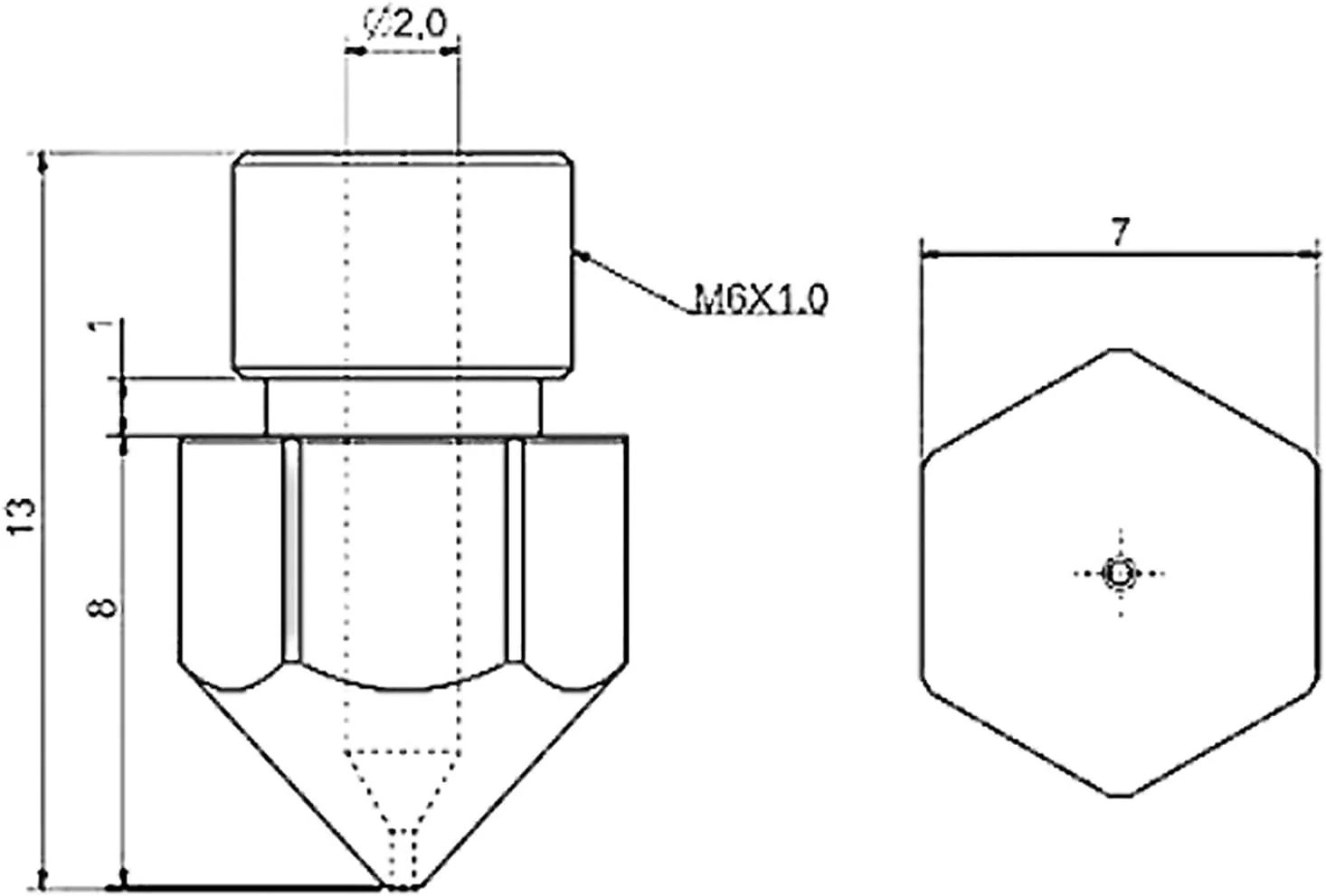 نازل، نازل پرینتر، نازل های برنجی، 1 عدد نازل فولادی سخت شده با دمای بالا رزوه M6 برای اکسترودر پرینتر سه بعدی فیلامنت فیبر کربن، قطر نازل 0.4 میلی متر (رنگ: مطابق تصویر، اندازه: قطر نازل)