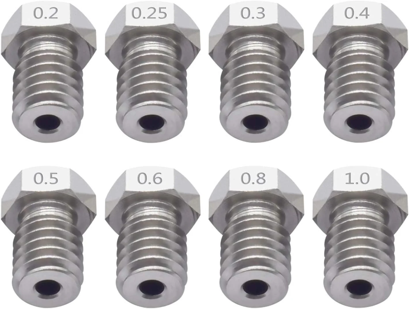 نازل، نازل پرینتر، نازل های برنجی، 2 عدد نازل استیل ضد زنگ پرینتر سه بعدی قطر 0.25 تا 1.0 میلی متر برای فیلامنت 1.75/3.00 میلی متر اکسترودر پرینتر سه بعدی، قطر نازل 0.8 میلی متر (رنگ: برای فیلامنت 1.75 میلی متر، Si) نازل، نازل پرینتر، نازل های برنجی، 2 عدد نازل استیل ضد زنگ پرینتر سه بعدی قطر 0.25 تا 1.0 میلی متر برای فیلامنت 1.75/3.00 میلی متر اکسترودر پرینتر سه بعدی، قطر نازل 0.8 میلی متر (رنگ: برای فیلامنت 1.75 میلی متر، Si)