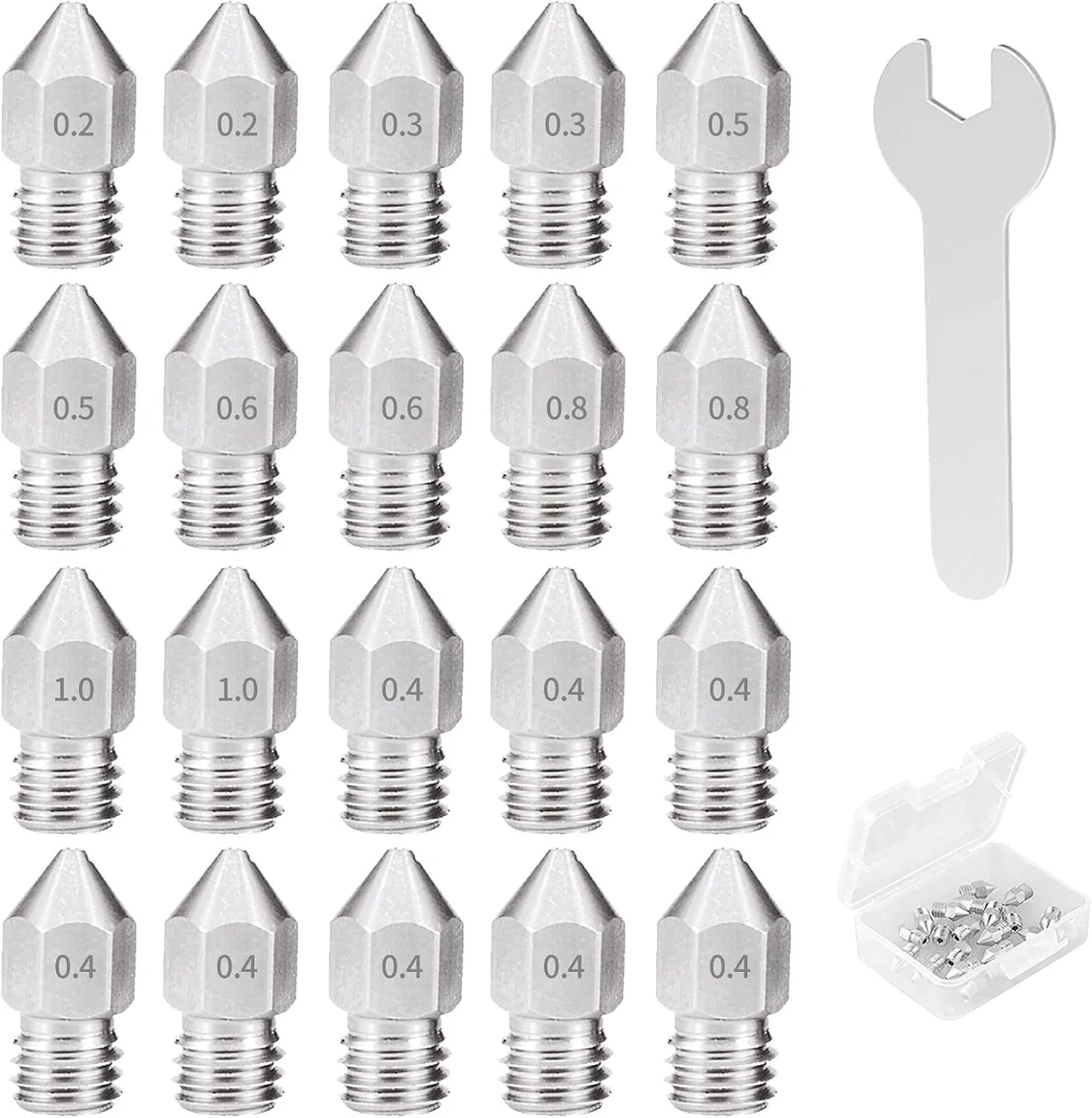 نازل استیل ضد زنگ، اکسترودر هد چاپ، آچار با جعبه نگهداری، لوازم جانبی پرینتر سه بعدی DIY نازل استیل ضد زنگ، اکسترودر هد چاپ، آچار با جعبه نگهداری، لوازم جانبی پرینتر سه بعدی DIY