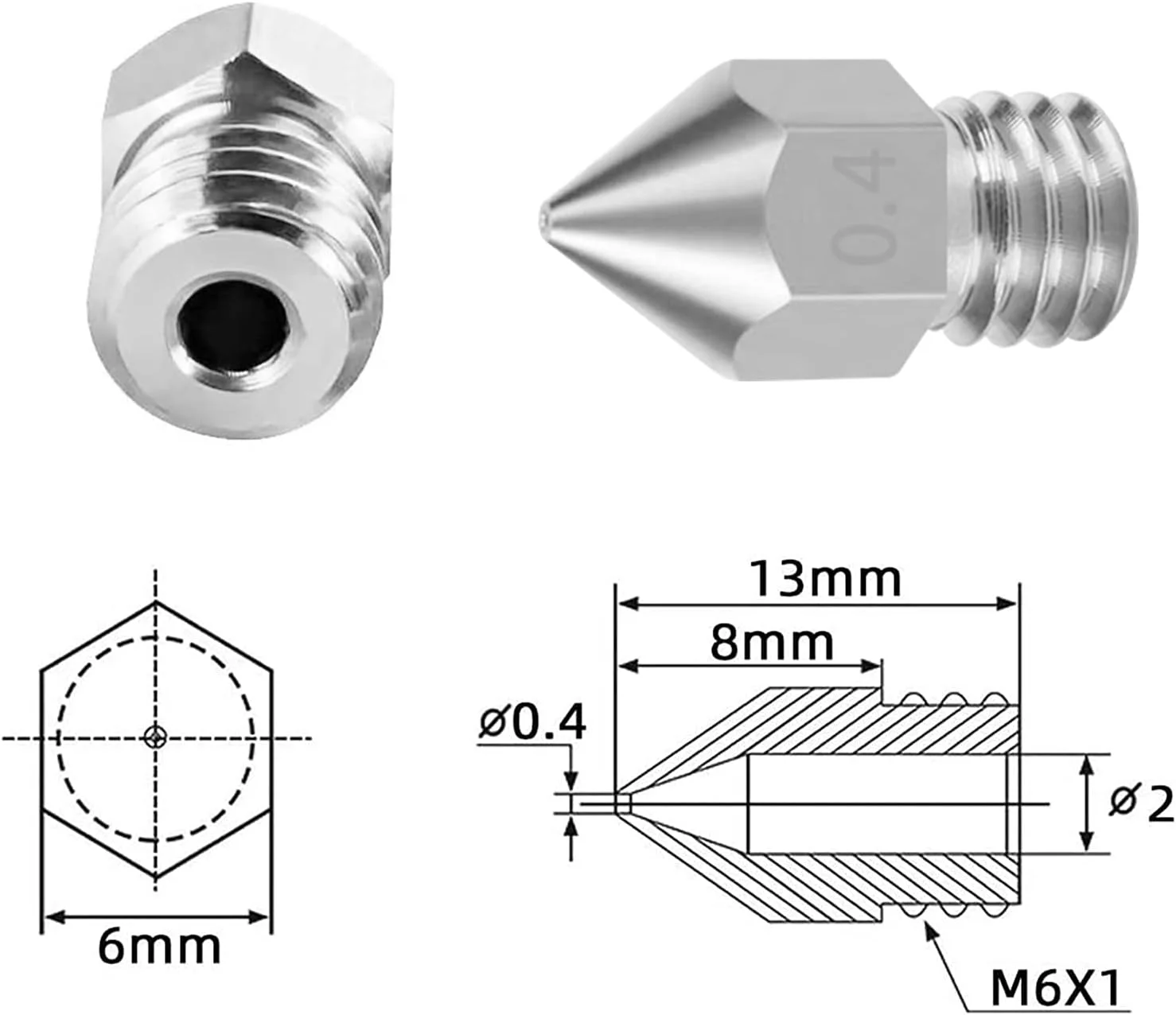 نازل استیل ضد زنگ، اکسترودر هد چاپ، آچار با جعبه نگهداری، لوازم جانبی پرینتر سه بعدی DIY