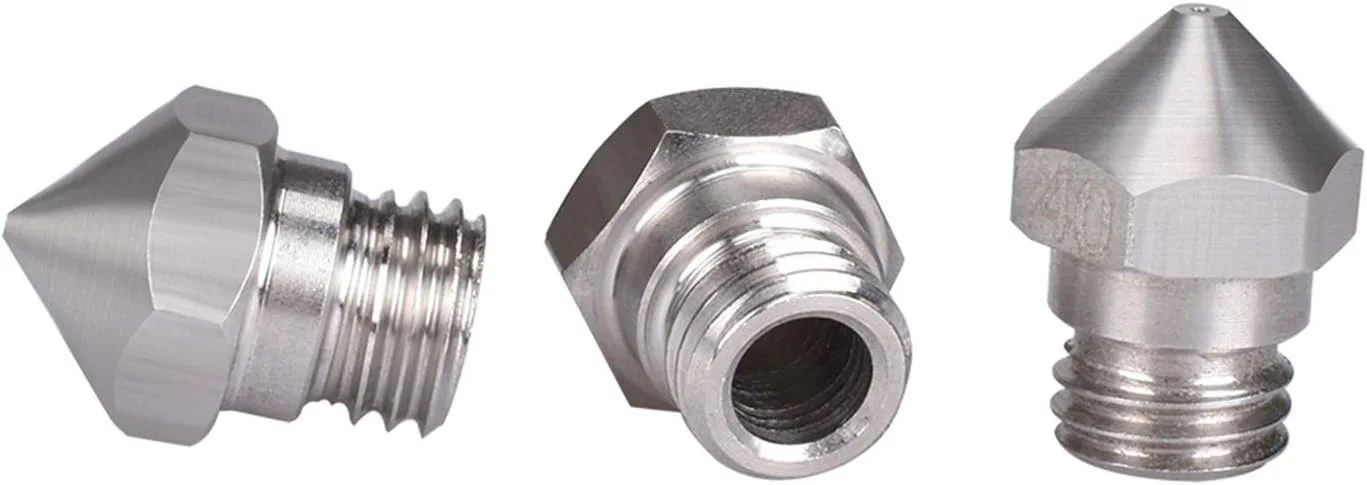 نازل، نازل پرینتر، نازل های برنجی، 5 عدد نازل فولاد ضد زنگ با رزوه M7 قطر 0.2/0.3/0.4/0.5/0.6/0.8 برای قطعات اکسترودر پرینتر سه بعدی فیلامنت 1.75 میلی متری، قطر نازل 0.4 میلی متر (رنگ: برای 1.75 میلی متر F)