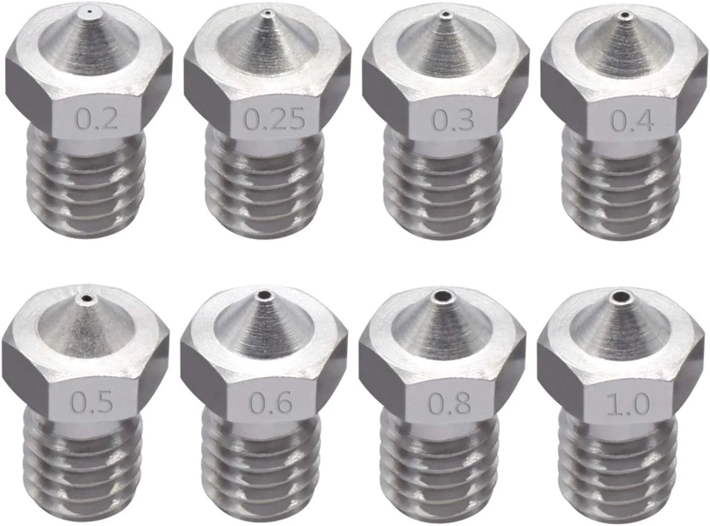 نازل، نازل پرینتر، نازل برنجی، 5 عدد نازل استیل ضد زنگ با رزوه M6 قطر 0.2mm تا 1.0mm برای اکسترودر پرینتر سه بعدی با فیلامنت 1.75mm/3.00mm، قطر نازل 0.8mm (رنگ: برای فیلامنت 1.75mm) نازل، نازل پرینتر، نازل برنجی، 5 عدد نازل استیل ضد زنگ با رزوه M6 قطر 0.2mm تا 1.0mm برای اکسترودر پرینتر سه بعدی با فیلامنت 1.75mm/3.00mm، قطر نازل 0.8mm (رنگ: برای فیلامنت 1.75mm)
