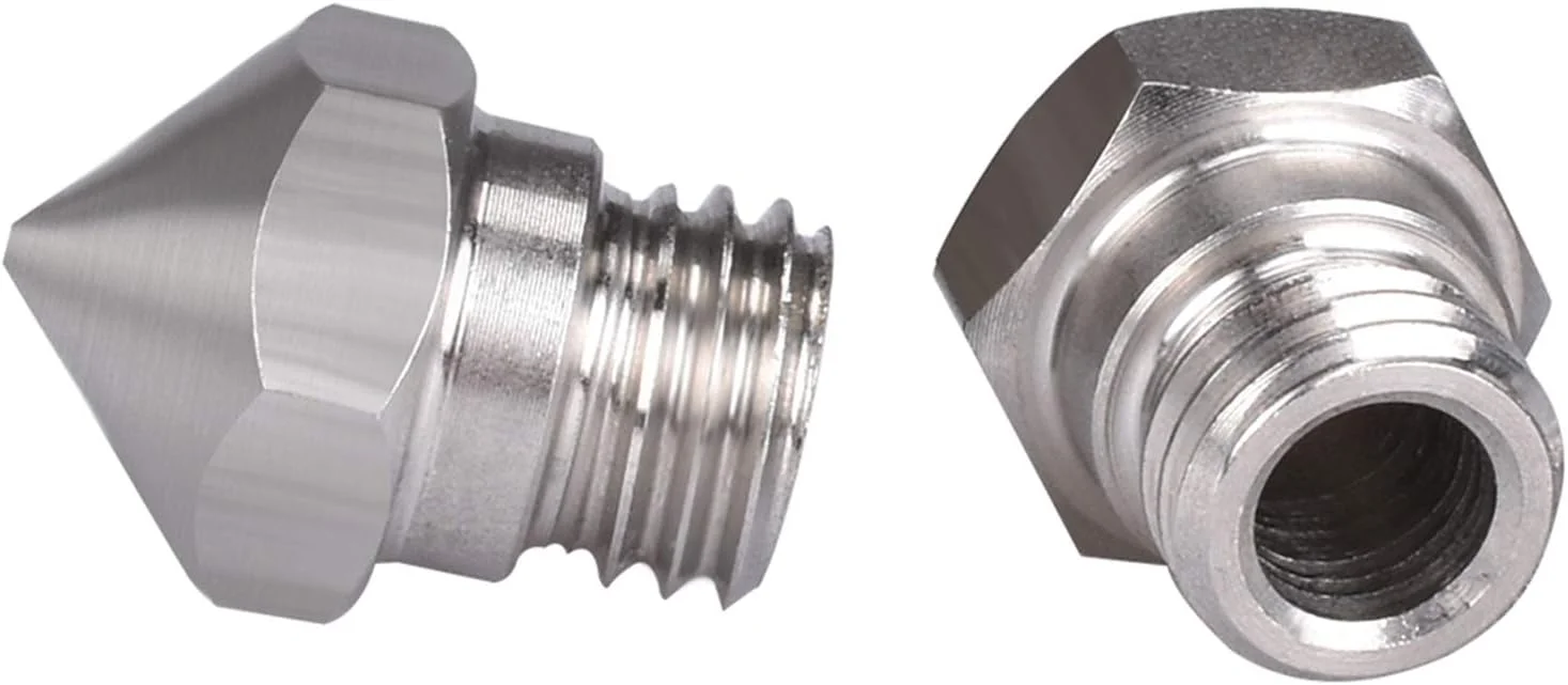 نازل، نازل پرینتر، نازل های برنجی، 5 عدد نازل فولاد ضد زنگ با رزوه M7 قطر 0.2/0.3/0.4/0.5/0.6/0.8 برای قطعات اکسترودر پرینتر سه بعدی فیلامنت 1.75 میلی متری، قطر نازل 0.4 میلی متر (رنگ: برای 1.75 میلی متر F)