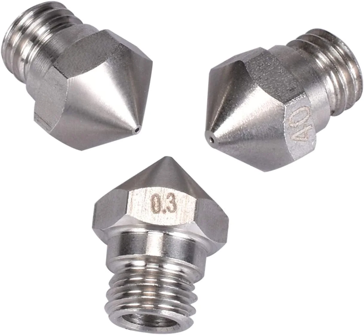 نازل، نازل پرینتر، نازل های برنجی، 5 عدد نازل فولاد ضد زنگ با رزوه M7 قطر 0.2/0.3/0.4/0.5/0.6/0.8 برای قطعات اکسترودر پرینتر سه بعدی فیلامنت 1.75 میلی متری، قطر نازل 0.4 میلی متر (رنگ: برای 1.75 میلی متر F)